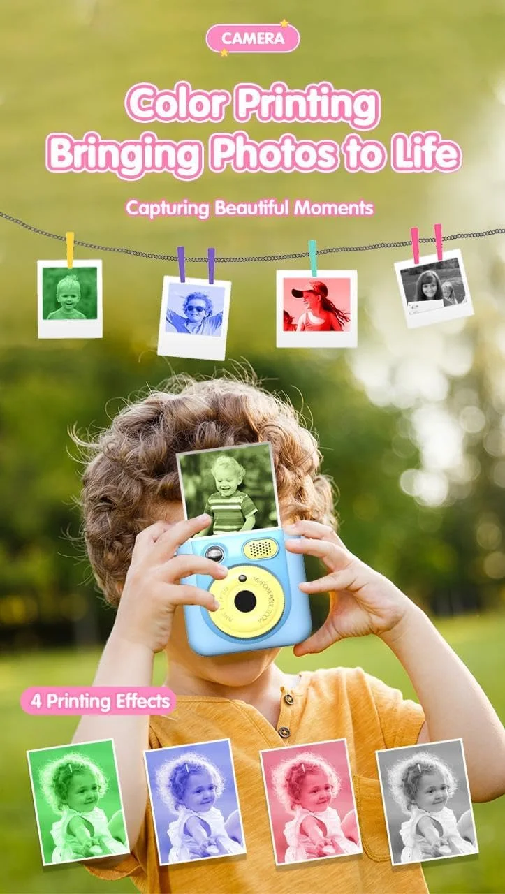 دوربین چاپ فوری کودکان، اسباب بازی آموزشی برای کودکان نوپا، لنز دوگانه 1080P، ضبط FHD، کارت SD با کاغذ چاپ دیجیتال، هدیه تولد، تعطیلات و عید عالی برای دختران و پسران 3-12 ساله - آبی