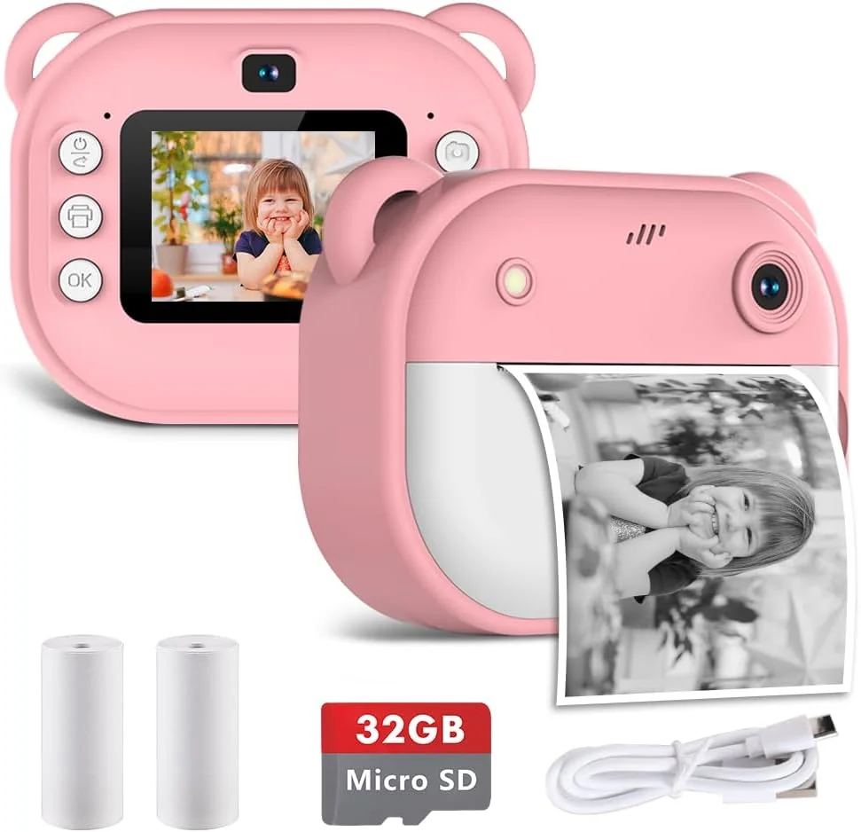 دوربین چاپ فوری کودکانه با لنز دوگانه و نور تکمیلی، هدیه اسباب بازی برای دختران و پسران بالای 3 سال