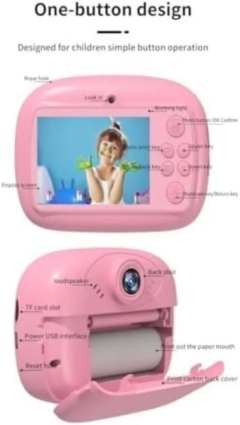 دوربین چاپ فوری کودکانه – دوربین دیجیتال 50 مگاپیکسلی با چاپگر حرارتی عکس، صفحه نمایش 2.4 اینچی، پخش کننده MP3، ضبط کننده ویدیو، باتری قابل شارژ، شامل کاغذ چاپ – هدیه برای پسران و دختران