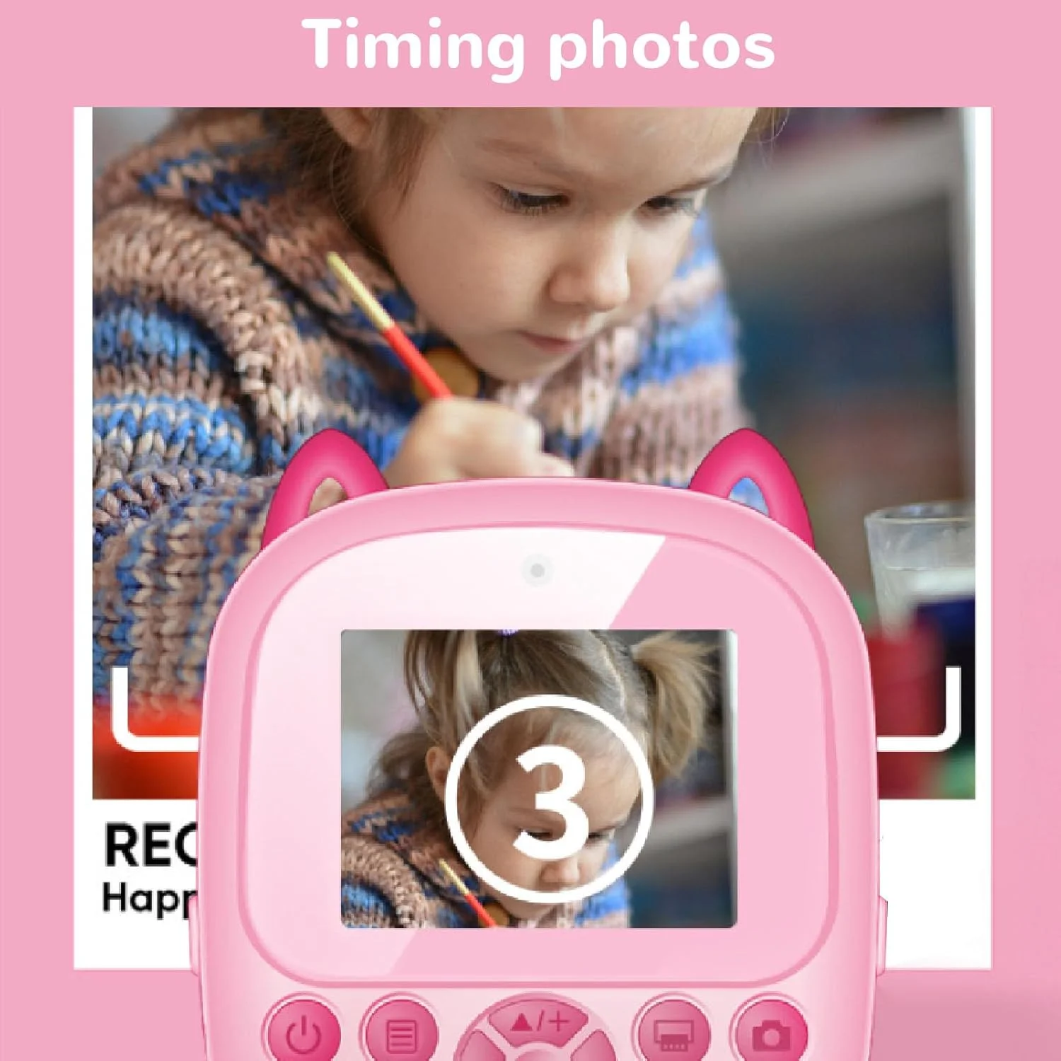 دوربین چاپ فوری برای کودکان، دوربین فوری 48 مگاپیکسلی 1080P با چاپ حرارتی بدون جوهر، دوربین دیجیتال چاپ قابل حمل برای پسران و دختران 3 4 5 6 7 8 9 10 ساله (صورتی)