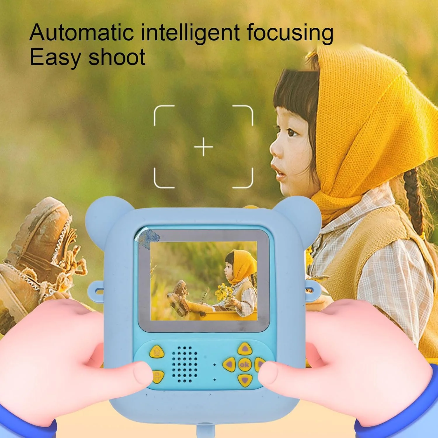 دوربین چاپ فوری، دوربین کوچک 1080P 48MP برای کودکان نوپا، دوربین دیجیتال 1200mAh با صفحه نمایش بزرگ 2.4 اینچی، لنز چرخان 180 درجه، بازی های داخلی، برای خانه و مدرسه (آبی)