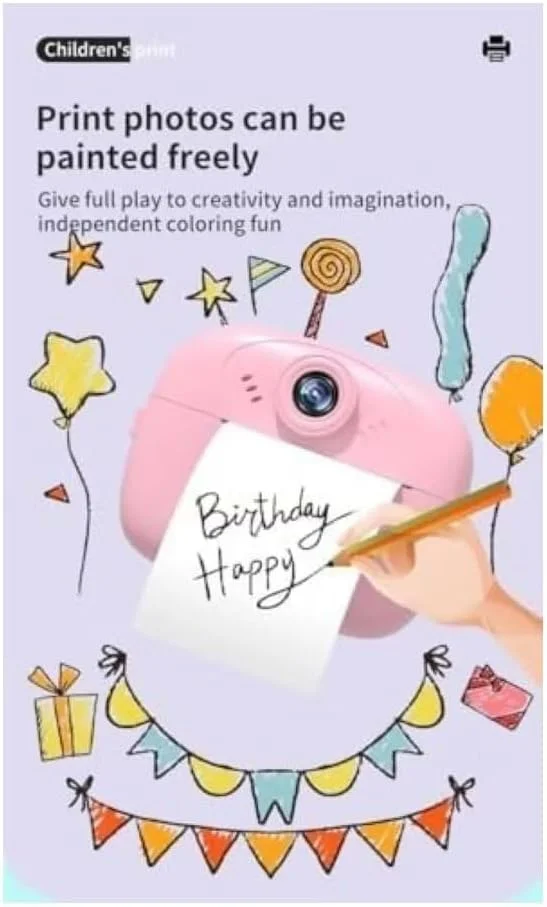 دوربین چاپ فوری کودکانه – دوربین دیجیتال 50 مگاپیکسلی با چاپگر حرارتی عکس، صفحه نمایش 2.4 اینچی، پخش کننده MP3، ضبط کننده ویدیو، باتری قابل شارژ، شامل کاغذ چاپ – هدیه برای پسران و دختران