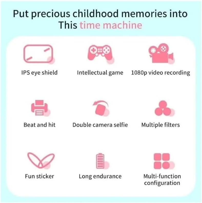 دوربین چاپ فوری کودکانه – دوربین دیجیتال 50 مگاپیکسلی با چاپگر حرارتی عکس، صفحه نمایش 2.4 اینچی، پخش کننده MP3، ضبط کننده ویدیو، باتری قابل شارژ، شامل کاغذ چاپ – هدیه برای پسران و دختران