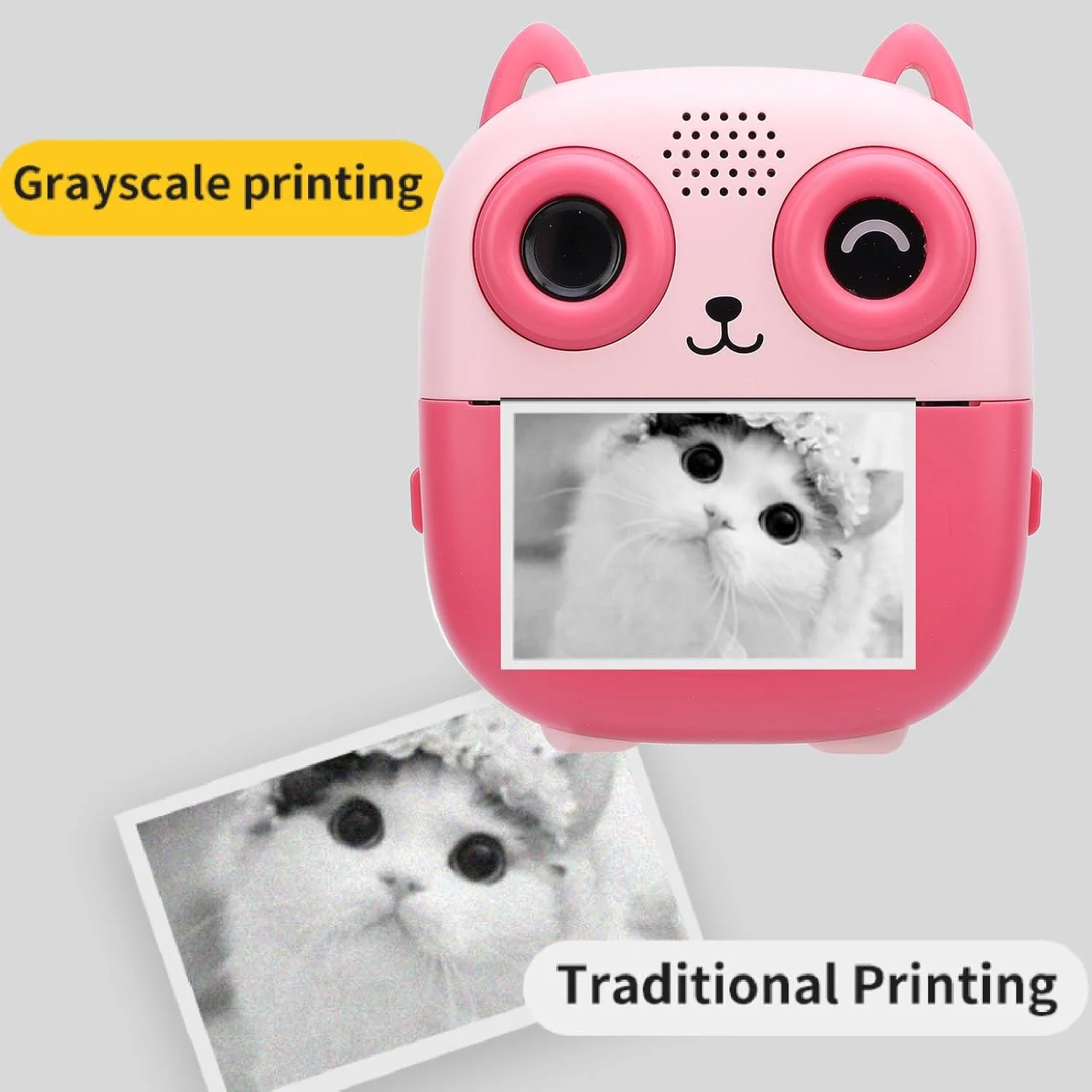 دوربین چاپ فوری برای کودکان، دوربین فوری 48 مگاپیکسلی 1080P با چاپ حرارتی بدون جوهر، دوربین دیجیتال چاپ قابل حمل برای پسران و دختران 3 4 5 6 7 8 9 10 ساله (صورتی)