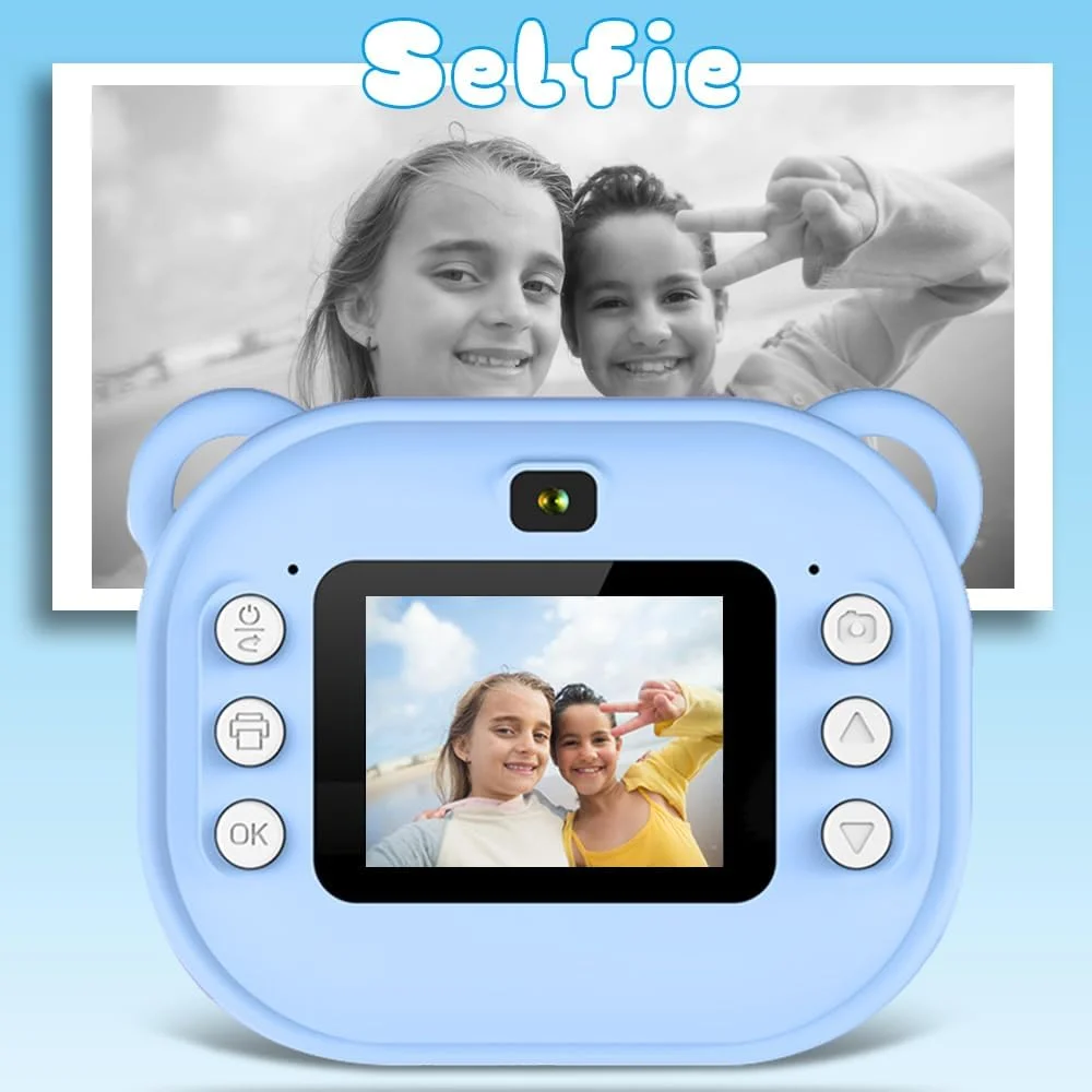 دوربین چاپ فوری کودکانه IXROAD، دوربین دیجیتال 1080P کودکانه، دوربین کودکان برای دختران و پسران، دوربین فوری برای کودکان به همراه کارت 32 گیگابایتی و کاغذ چاپ