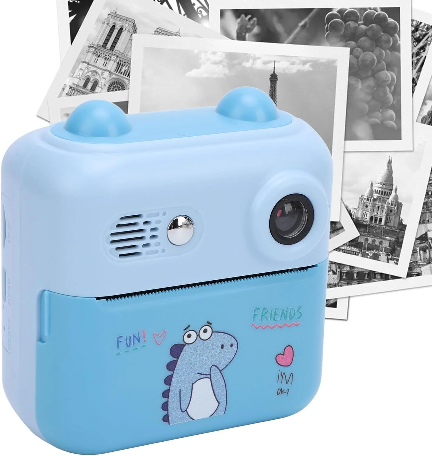 دوربین چاپ فوری کودکانه Jiawu، صفحه نمایش 2.4 اینچی 50 مگاپیکسلی، زوم دیجیتال 16 برابر 1080P برای مسافرت، هدیه تولد کریسمس (آبی)