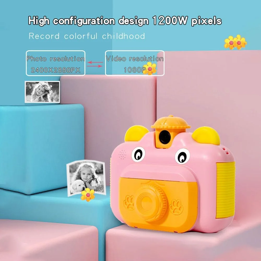 دوربین فوری چاپ کودکانه Joleritc، دوربین دیجیتال 1080P، دوربین چاپ فوری کودکان 12 مگاپیکسل، چرخش 180 درجه با صفحه نمایش 2.4 اینچی IPS، فیلترهای زیبا، فوکوس خودکار با رول های کاغذ و کارت حافظه 32 گیگابایتی
