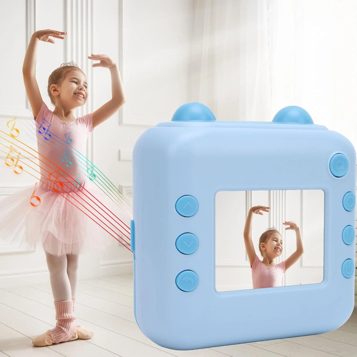 دوربین چاپ فوری کودکانه Jiawu، صفحه نمایش 2.4 اینچی 50 مگاپیکسلی، زوم دیجیتال 16 برابر 1080P برای مسافرت، هدیه تولد کریسمس (آبی)