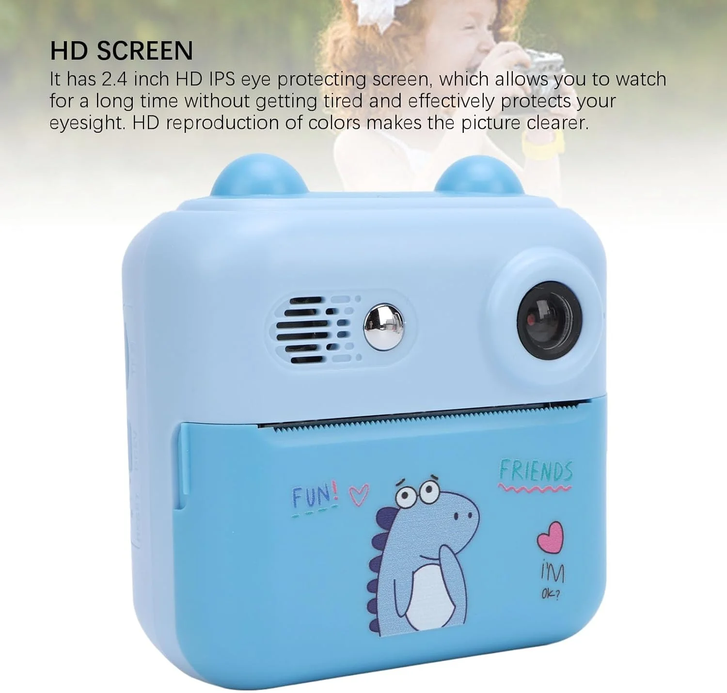 دوربین چاپ فوری کودکانه Jiawu، صفحه نمایش 2.4 اینچی 50 مگاپیکسلی، زوم دیجیتال 16 برابر 1080P برای مسافرت، هدیه تولد کریسمس (آبی)