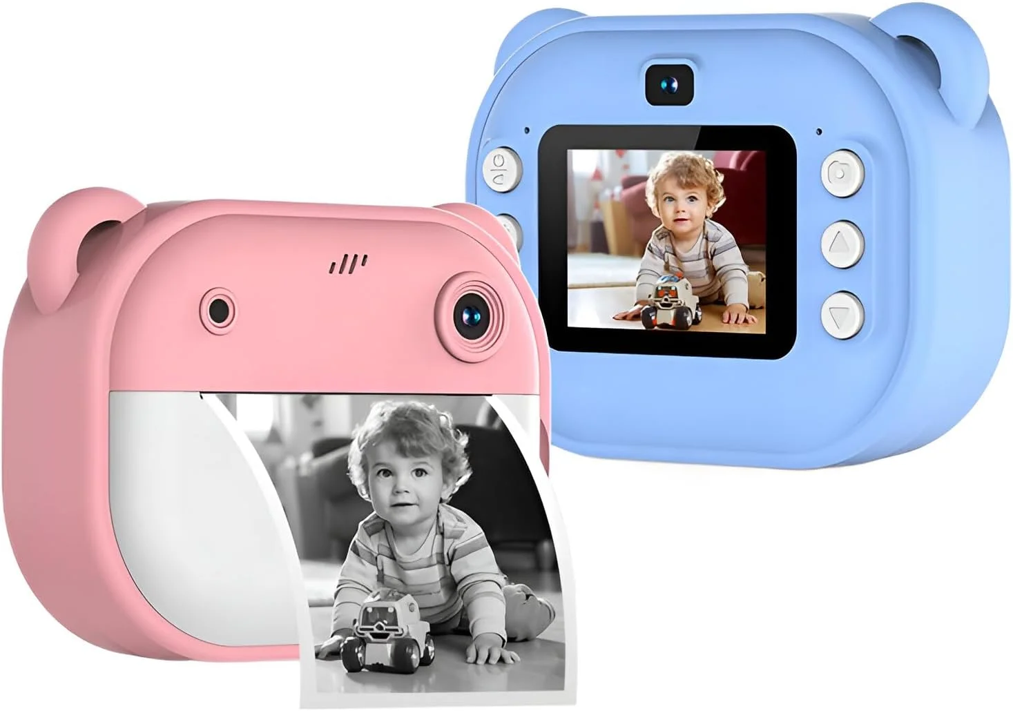 دوربین شارژی کودکانه با چاپ فوری - دوربین دیجیتال HD قابل حمل 1080P برای پسران و دختران، دوربین های دوگانه، صفحه نمایش LCD 2.4 اینچی، چاپ حرارتی کوچک بدون جوهر - هدیه برای سنین 3 سال به بالا