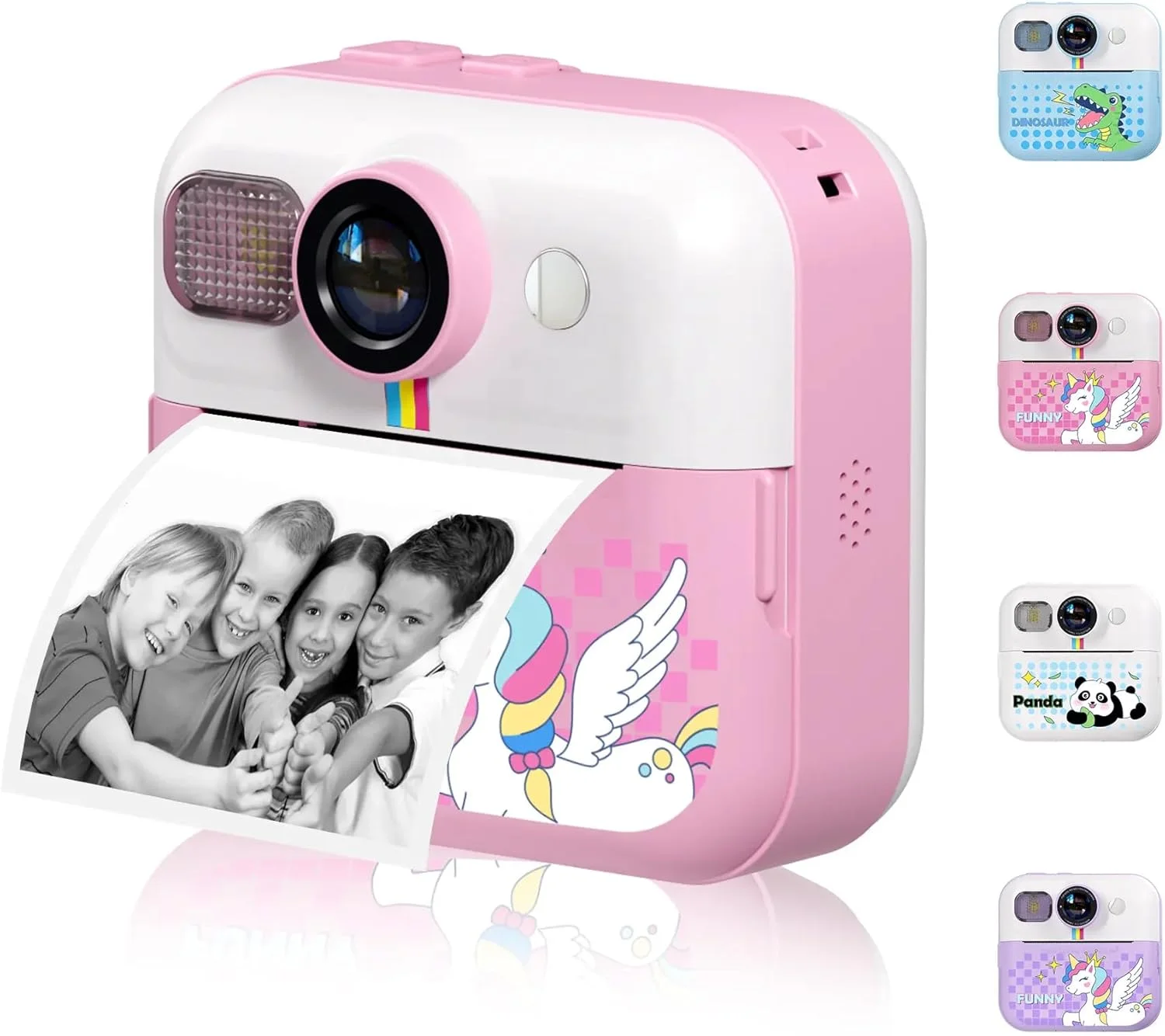 دوربین دیجیتال HD مدل CP02 مناسب کودکان با چاپ حرارتی فوری، صفحه نمایش 2.4 اینچی، باتری 1500 میلی آمپر، نقاشی دیواری سرگرم کننده، بازی های پازل و موسیقی - هدیه ای خلاقانه و عالی برای دختران و پسران 3 تا 14 سال (صورتی)