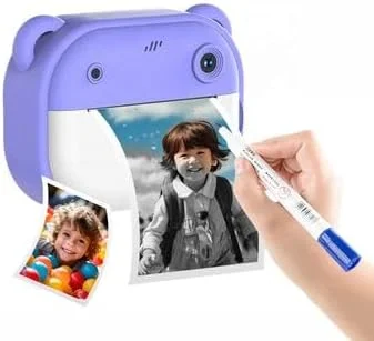 دوربین شارژی کودکانه با چاپ فوری - دوربین دیجیتال HD قابل حمل 1080P برای پسران و دختران، دوربین های دوگانه، صفحه نمایش LCD 2.4 اینچی، چاپ حرارتی کوچک بدون جوهر - هدیه برای سنین 3 سال به بالا