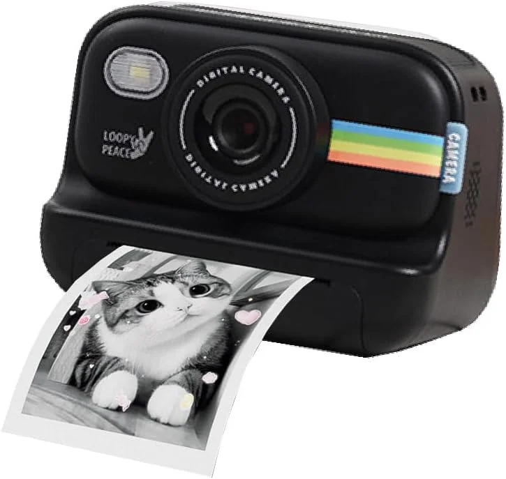 دوربین چاپ فوری کودکانه، دوربین چاپ فوری 1080P برای کودکان به همراه کارت حافظه و 3 رول کاغذ چاپ، دوربین دیجیتال سلفی کودکانه، اسباب بازی های سرگرم کننده هدیه برای پسران و دختران 3-12 ساله (مشکی)