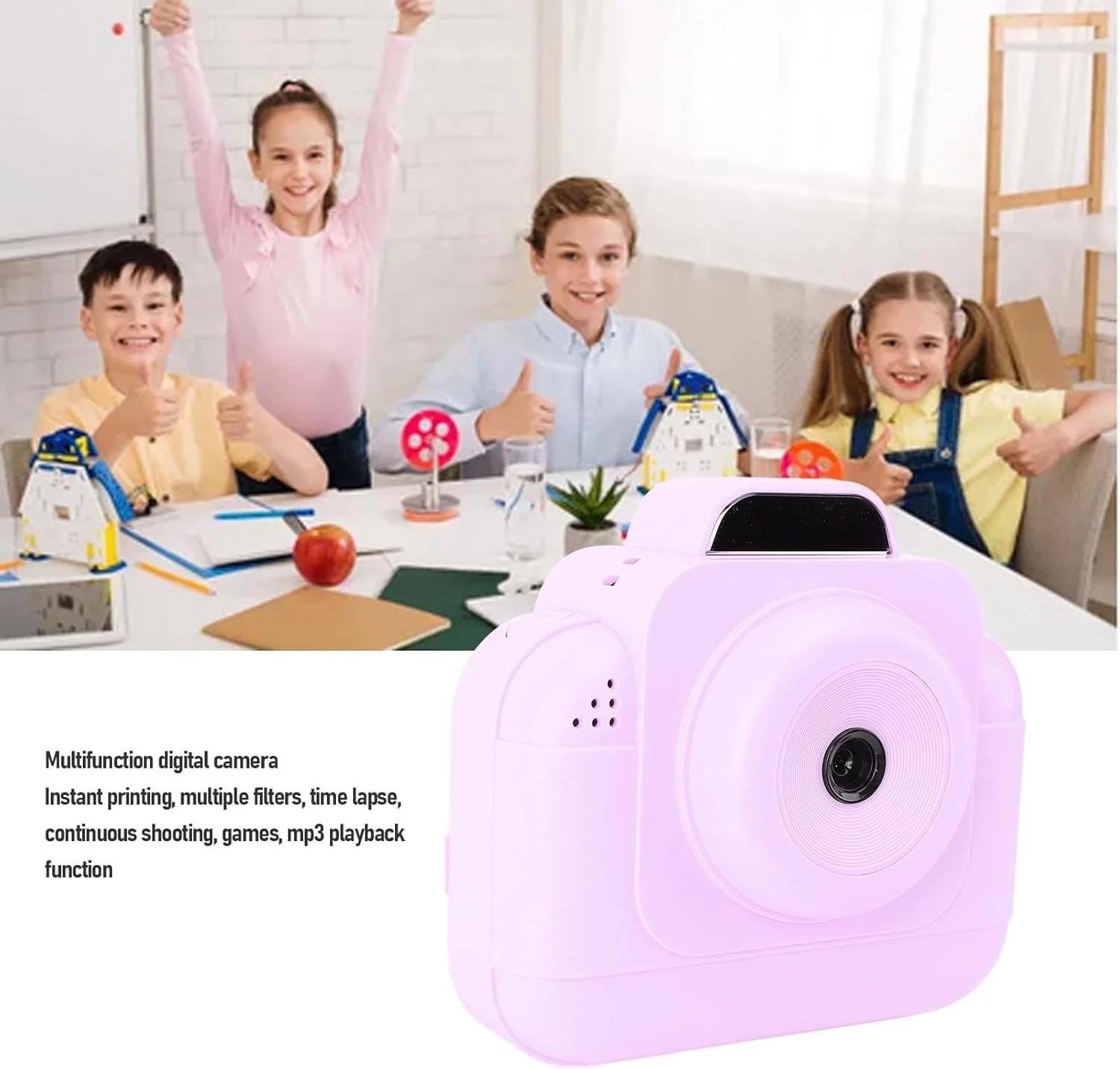 دوربین چاپ فوری LICAEVEY، دوربین چاپ فوری برای کودکان، صفحه نمایش 2.4 اینچی 1080P 1300mAh با قابلیت چاپ حرارتی، تایم لپس و فیلترهای متنوع، اسباب بازی دوربین فوری مسافرتی (بنفش)