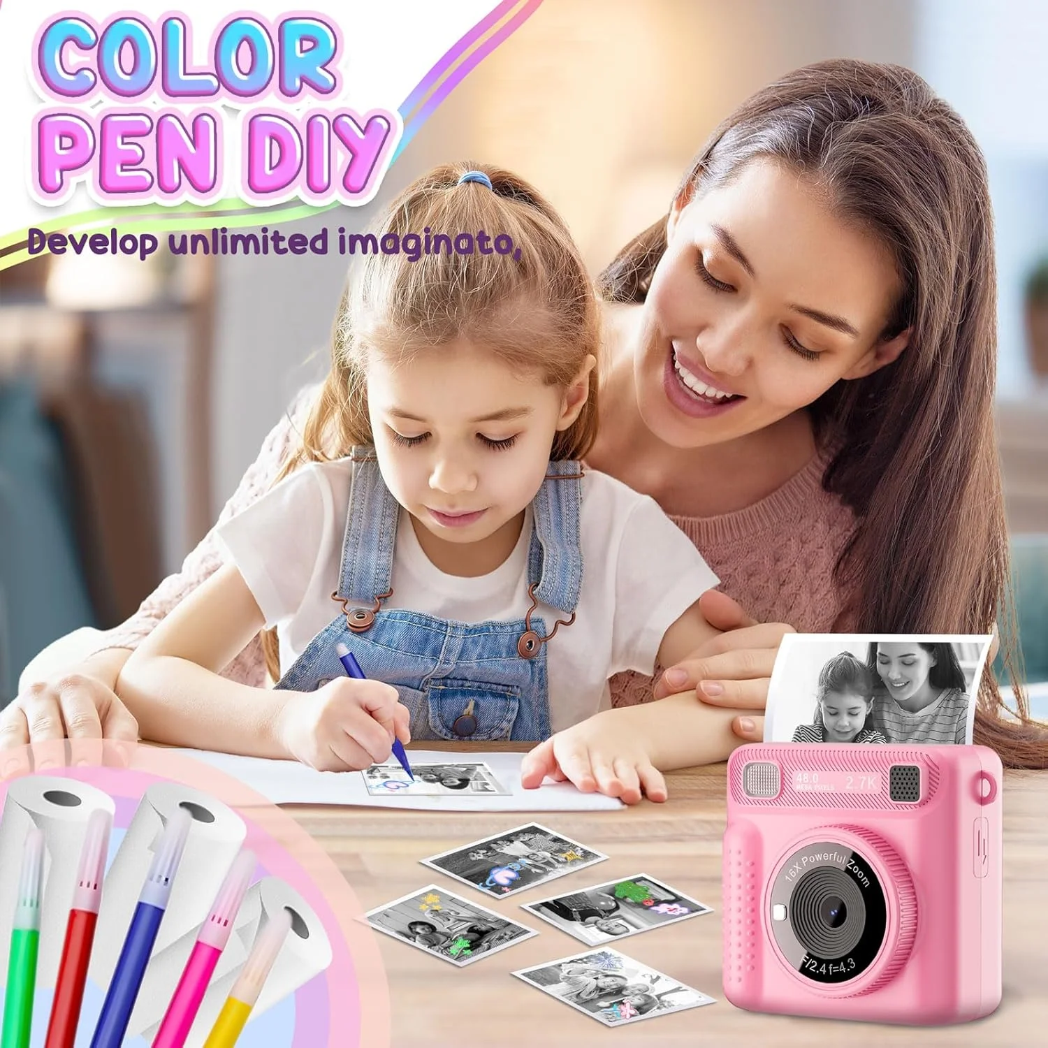 دوربین چاپ فوری کودکان LENND، دوربین فوری برای دختران و پسران، اسباب بازی دوربین کودکان برای کودکان نوپا دوربین دیجیتال سلفی 1080P HD با کاغذ چاپ و کارت 32G، هدیه تولد برای دختران 3-12 ساله دوربین چاپ فوری کودکان LENND، دوربین فوری برای دختران و پسران، اسباب بازی دوربین کودکان برای کودکان نوپا دوربین دیجیتال سلفی 1080P HD با کاغذ چاپ و کارت 32G، هدیه تولد برای دختران 3-12 ساله