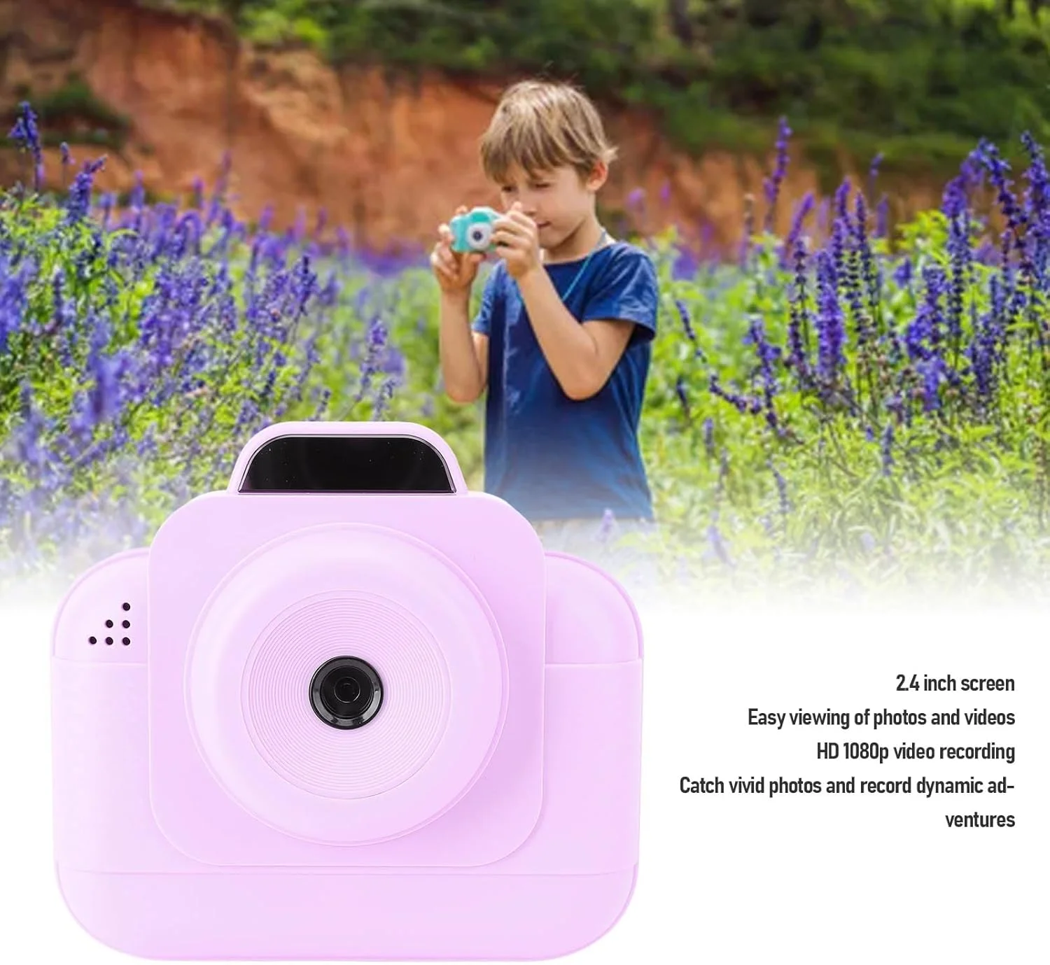 دوربین چاپ فوری LICAEVEY، دوربین چاپ فوری برای کودکان، صفحه نمایش 2.4 اینچی 1080P 1300mAh با قابلیت چاپ حرارتی، تایم لپس و فیلترهای متنوع، اسباب بازی دوربین فوری مسافرتی (بنفش)