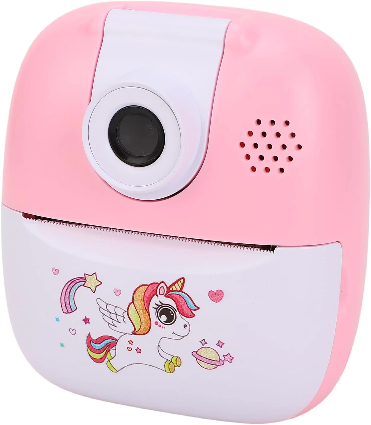 دوربین چاپ فوری کوچک Luqeeg، لنز چرخش 180 درجه 24 مگاپیکسلی، دوربین دیجیتال سلفی ویدیویی 1080P با پخش کننده موسیقی، بازی ها و 1 رول کاغذ چاپ برای جشنواره کودکان، کریسمس، تولد