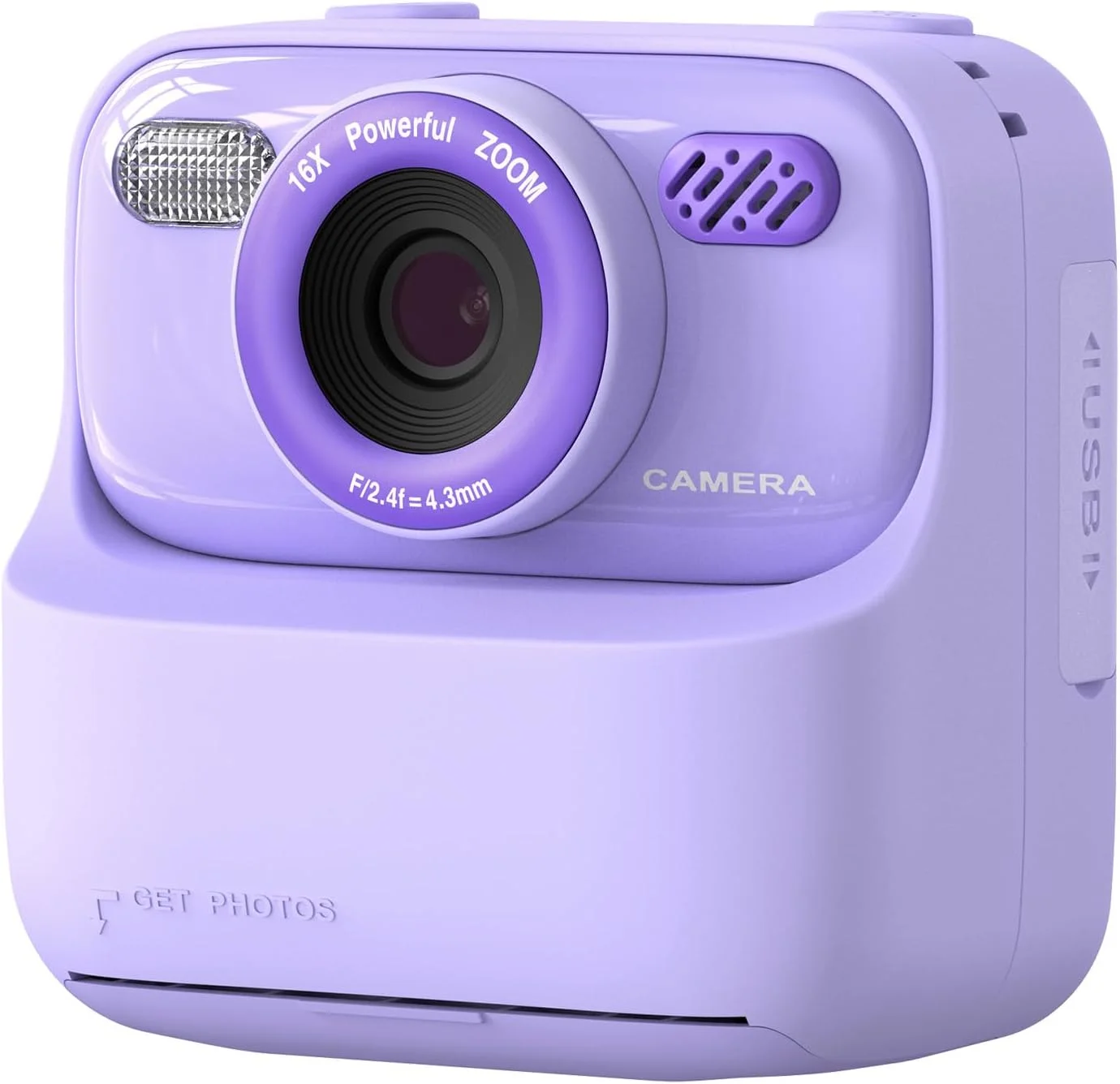 دوربین دیجیتال کودکانه، دوربین چاپ فوری، اسباب بازی عکس و فیلم چند منظوره، صفحه نمایش 2.4 اینچی، کارت 32 گیگابایتی داخلی، هدیه تولد دختر 10 ساله، هدیه تولد پسر 6 ساله (بنفش)