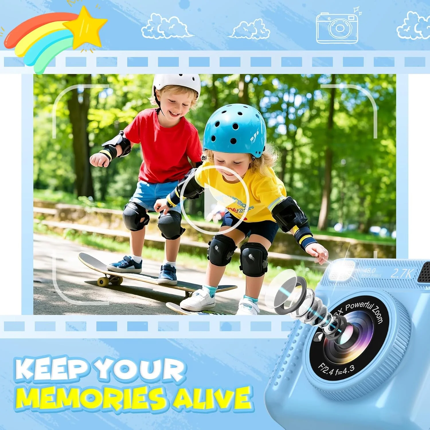 دوربین چاپ فوری کودکانه LUVTOY، دوربین کودکانه 1080P با صفحه نمایش 2.4 اینچی به همراه کارت 32 گیگابایتی و کاغذ چاپ، هدیه تولد و کریسمس اسباب بازی کودکانه برای پسران و دختران 3 تا 12 سال