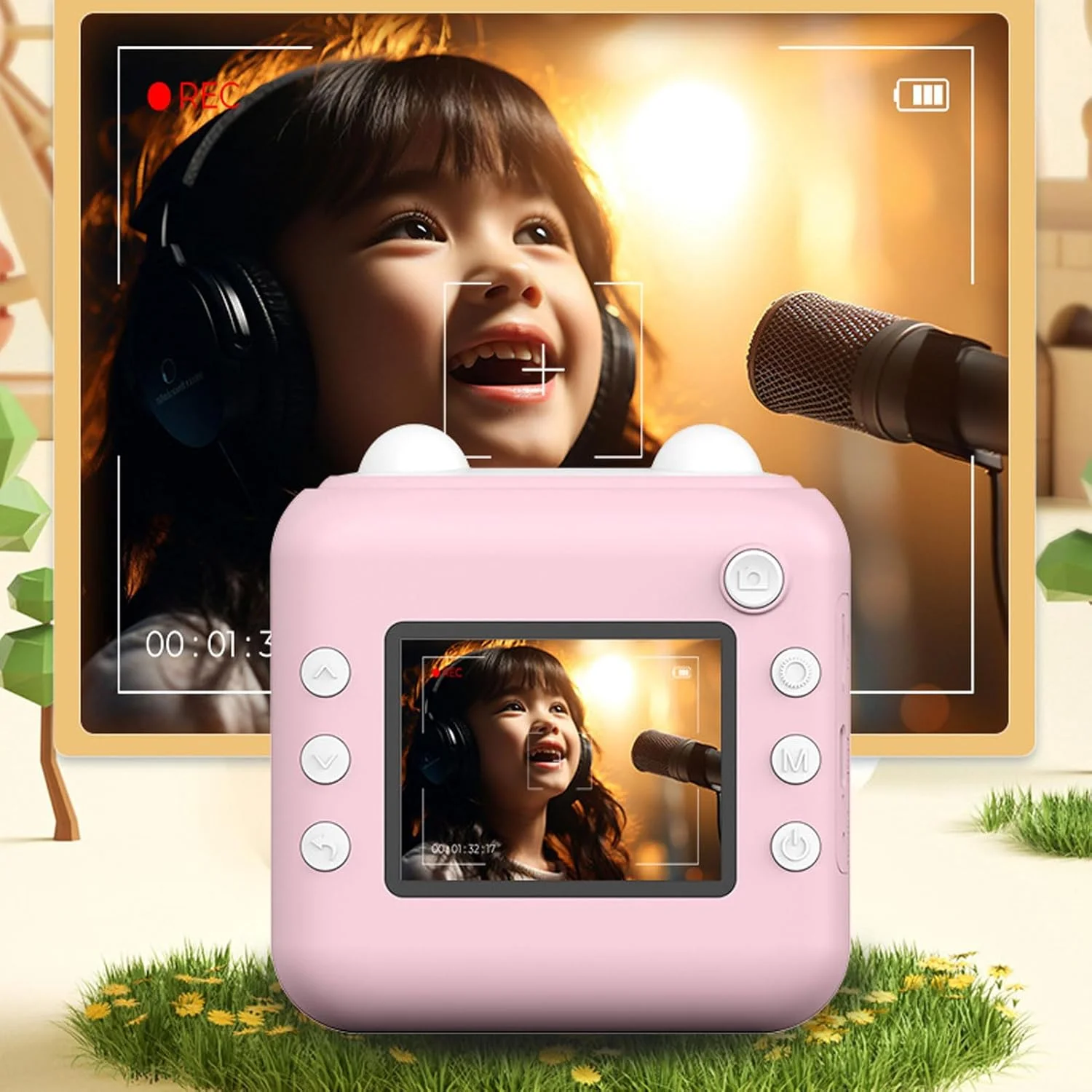دوربین چاپ فوری کوچک Luqeeg، لنز دوگانه 24 مگاپیکسل، فیلمبرداری 1080P، صفحه نمایش 2.4 اینچی، بازی های سرگرم کننده، پخش موسیقی، دوربین چاپ حرارتی قابل شارژ USB با کاغذ چاپ برای سفر و جشن کودکان