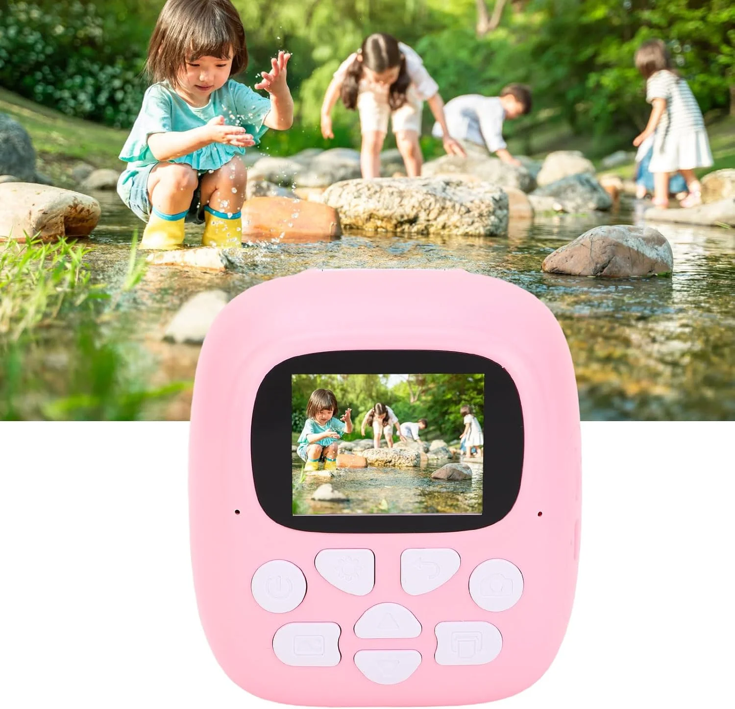 دوربین چاپ فوری کوچک Luqeeg، لنز چرخش 180 درجه 24 مگاپیکسلی، دوربین دیجیتال سلفی ویدیویی 1080P با پخش کننده موسیقی، بازی ها و 1 رول کاغذ چاپ برای جشنواره کودکان، کریسمس، تولد