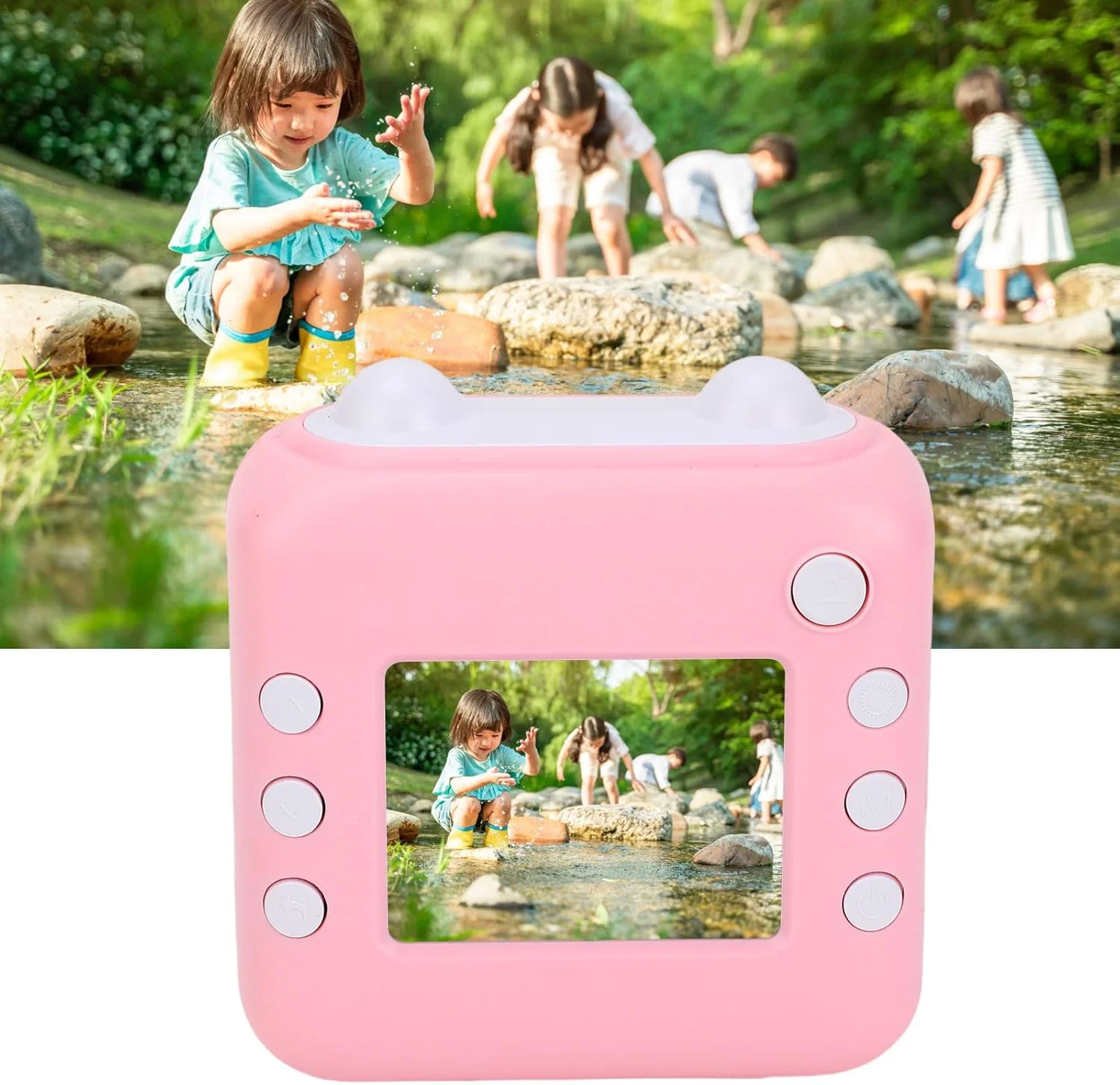 دوربین چاپ فوری کوچک Luqeeg، لنز دوگانه 24 مگاپیکسل، فیلمبرداری 1080P، صفحه نمایش 2.4 اینچی، بازی های سرگرم کننده، پخش موسیقی، دوربین چاپ حرارتی قابل شارژ USB با کاغذ چاپ برای سفر و جشن کودکان