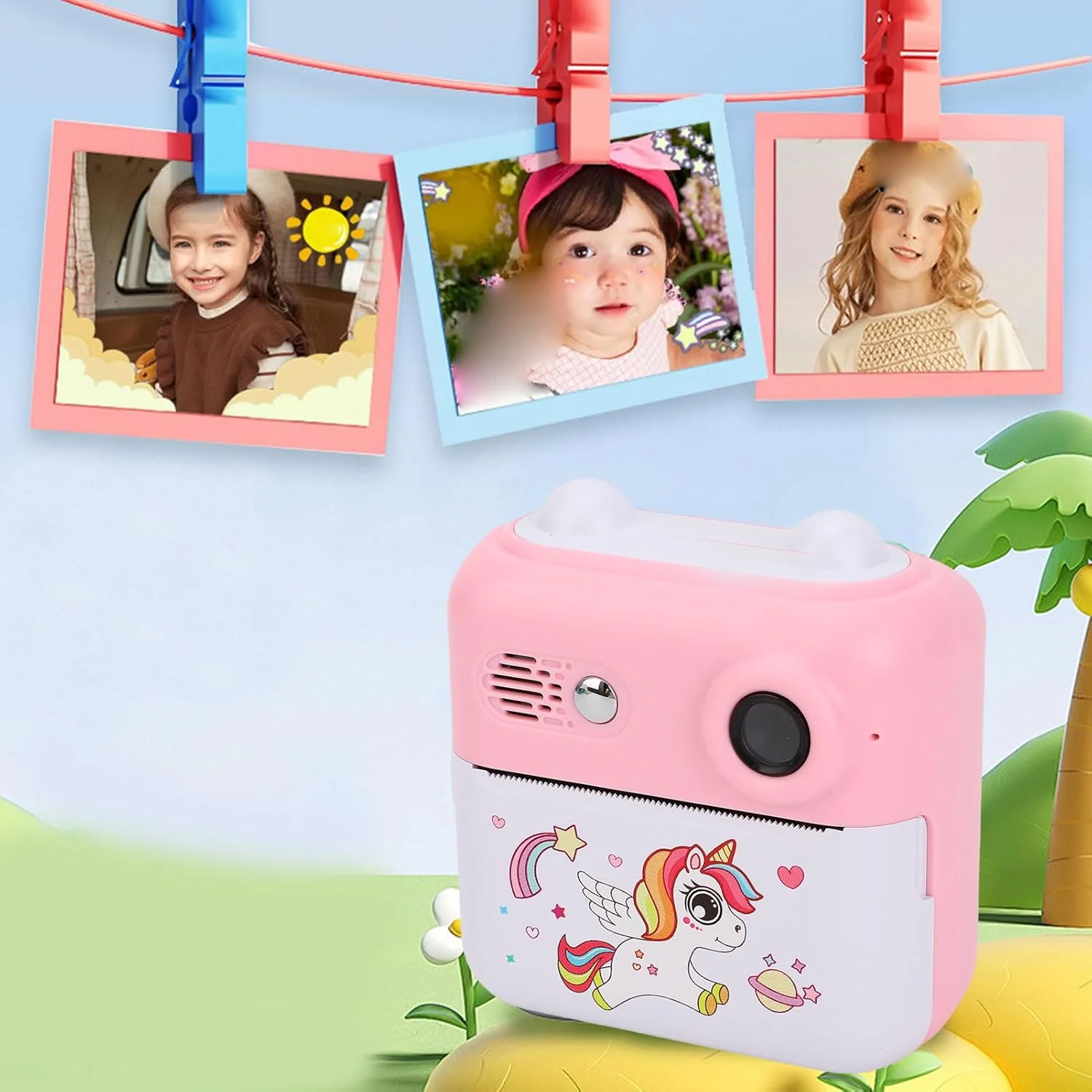 دوربین چاپ فوری کوچک Luqeeg، لنز دوگانه 24 مگاپیکسل، فیلمبرداری 1080P، صفحه نمایش 2.4 اینچی، بازی های سرگرم کننده، پخش موسیقی، دوربین چاپ حرارتی قابل شارژ USB با کاغذ چاپ برای سفر و جشن کودکان