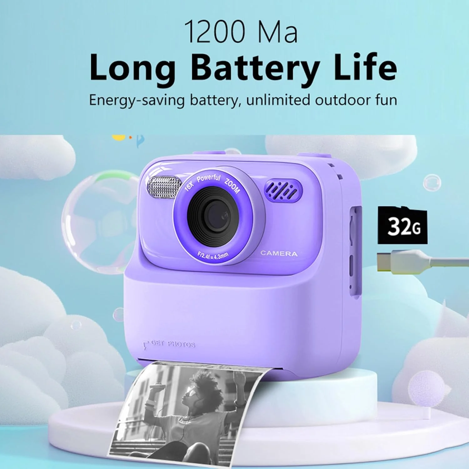 دوربین دیجیتال کودکانه، دوربین چاپ فوری، اسباب بازی عکس و فیلم چند منظوره، صفحه نمایش 2.4 اینچی، کارت 32 گیگابایتی داخلی، هدیه تولد دختر 10 ساله، هدیه تولد پسر 6 ساله (بنفش) دوربین دیجیتال کودکانه، دوربین چاپ فوری، اسباب بازی عکس و فیلم چند منظوره، صفحه نمایش 2.4 اینچی، کارت 32 گیگابایتی داخلی، هدیه تولد دختر 10 ساله، هدیه تولد پسر 6 ساله (بنفش)