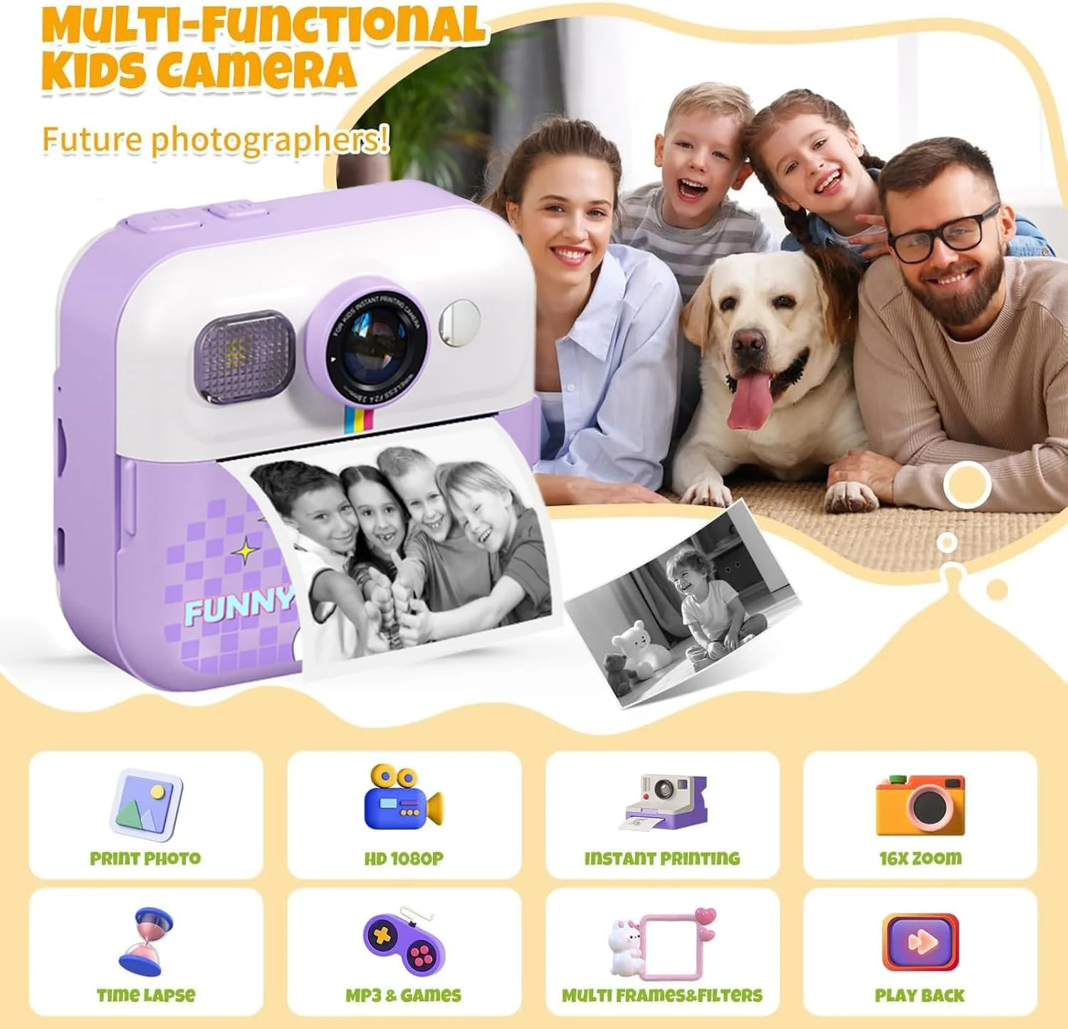 دوربین چاپ فوری کودکان Masroo، دوربین کودکانه با قابلیت چاپ عکس، اسباب بازی دوربین برای کودکان 3 تا 14 سال، هدیه تولد دوربین دیجیتال برای دختران 4 5 6 7 8 9 10 11 12 13 ساله (بنفش) دوربین چاپ فوری کودکان Masroo، دوربین کودکانه با قابلیت چاپ عکس، اسباب بازی دوربین برای کودکان 3 تا 14 سال، هدیه تولد دوربین دیجیتال برای دختران 4 5 6 7 8 9 10 11 12 13 ساله (بنفش)