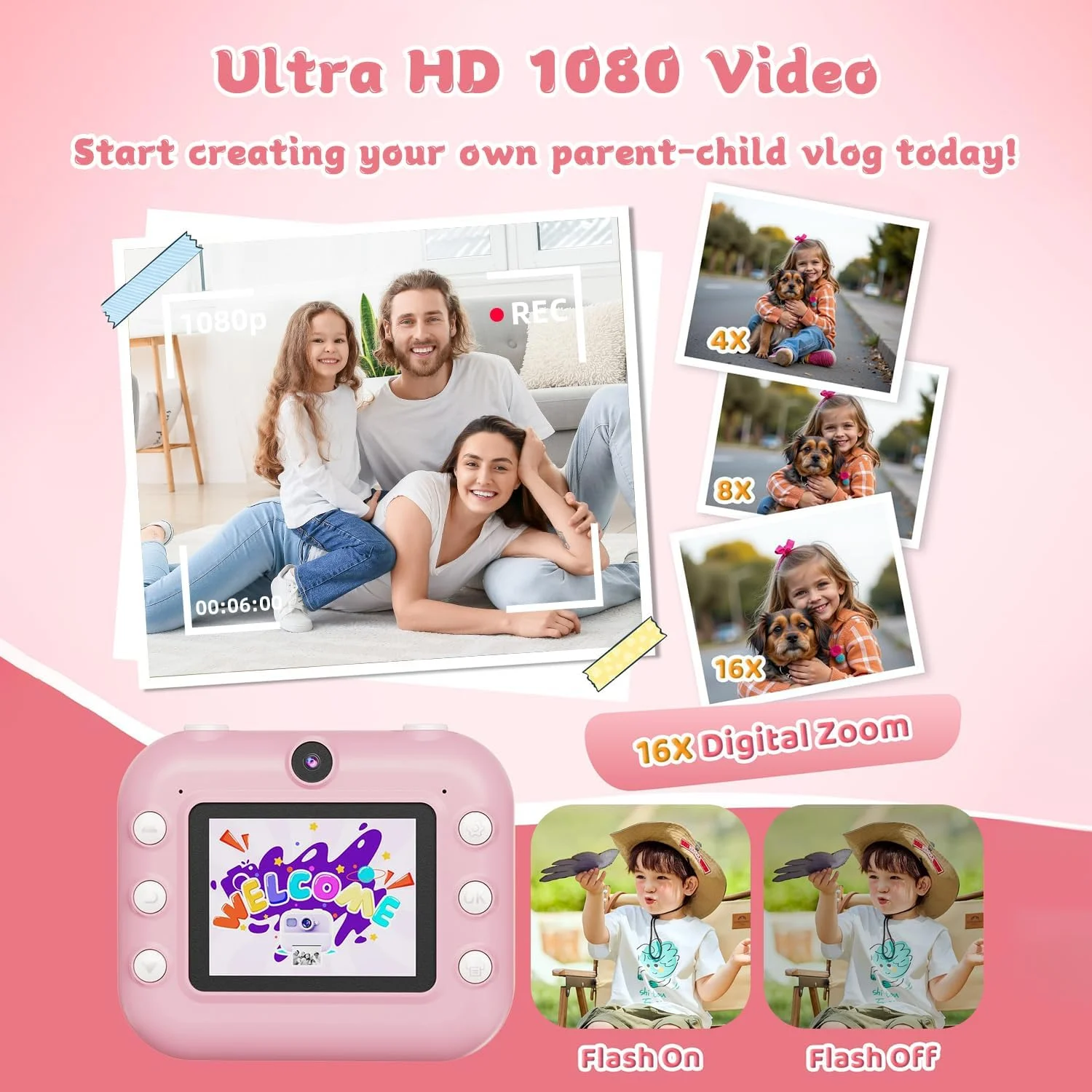 دوربین فوری Masroo، دوربین دوگانه سلفی جلو و عقب کودکان با فیلم های 1080P، هدیه تولد تعطیلات برای کودکان 3-12 ساله، اسباب بازی دوربین دیجیتال چاپ مسافرتی قابل حمل برای کودکان 4 5 6 7 8 9 ساله دختر و پسر