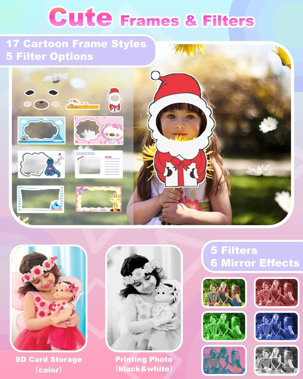 دوربین فوری کودکانه NUOTUN - زوم دیجیتال 8 برابر، صفحه نمایش 2.0 اینچی، به همراه کیف نگهداری، مناسب کودکان 3 تا 12 سال (بنفش)