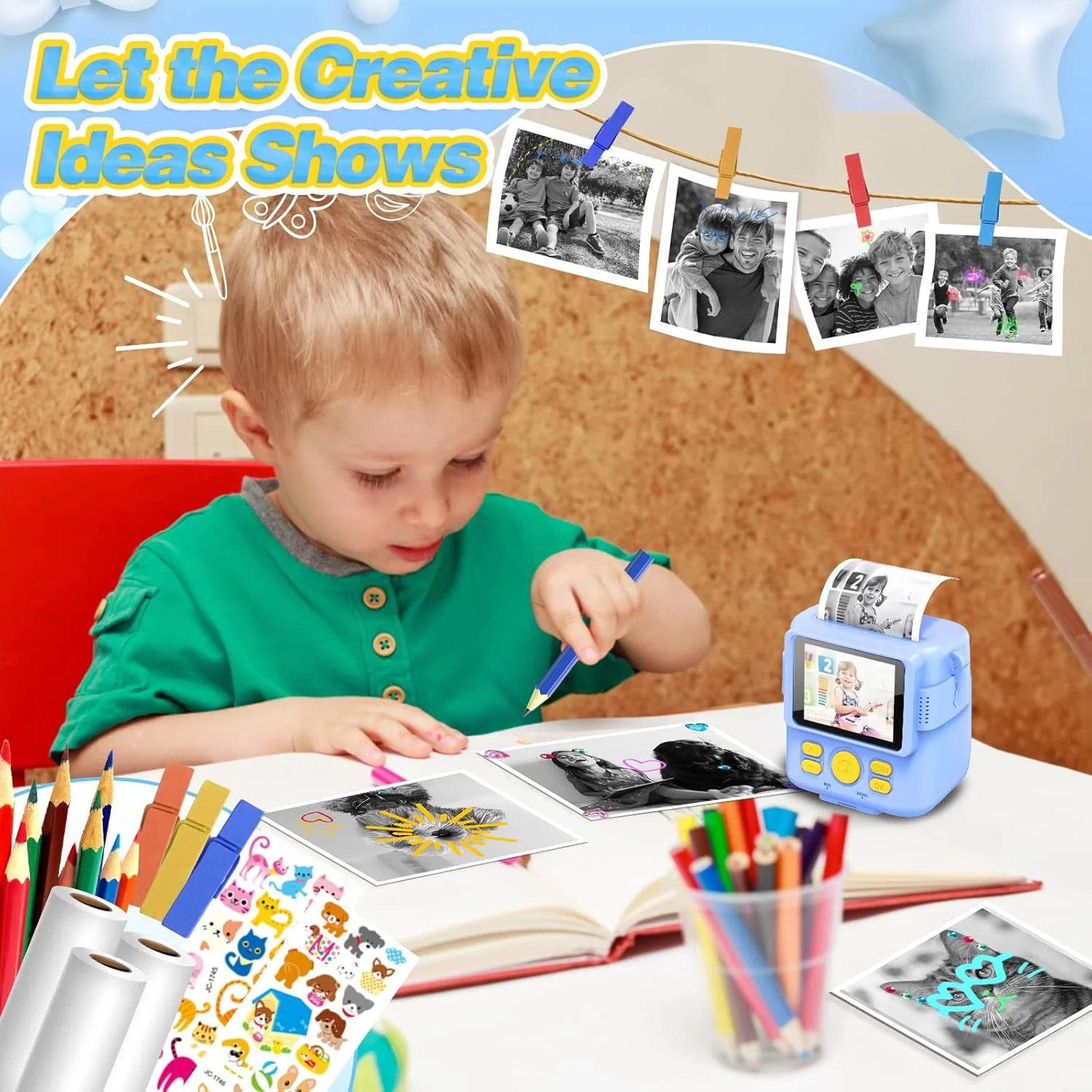 دوربین کودکانه NUOTUN - دوربین چاپ فوری دیجیتال 1080P - زوم دیجیتال 16 برابر صفحه نمایش 2.4 اینچی - کارت 32 گیگابایتی - 3 رول کاغذ چاپ - با کیف نگهداری هدیه کریسمس برای کودکان 3-12 سال دوربین کودکانه NUOTUN - دوربین چاپ فوری دیجیتال 1080P - زوم دیجیتال 16 برابر صفحه نمایش 2.4 اینچی - کارت 32 گیگابایتی - 3 رول کاغذ چاپ - با کیف نگهداری هدیه کریسمس برای کودکان 3-12 سال