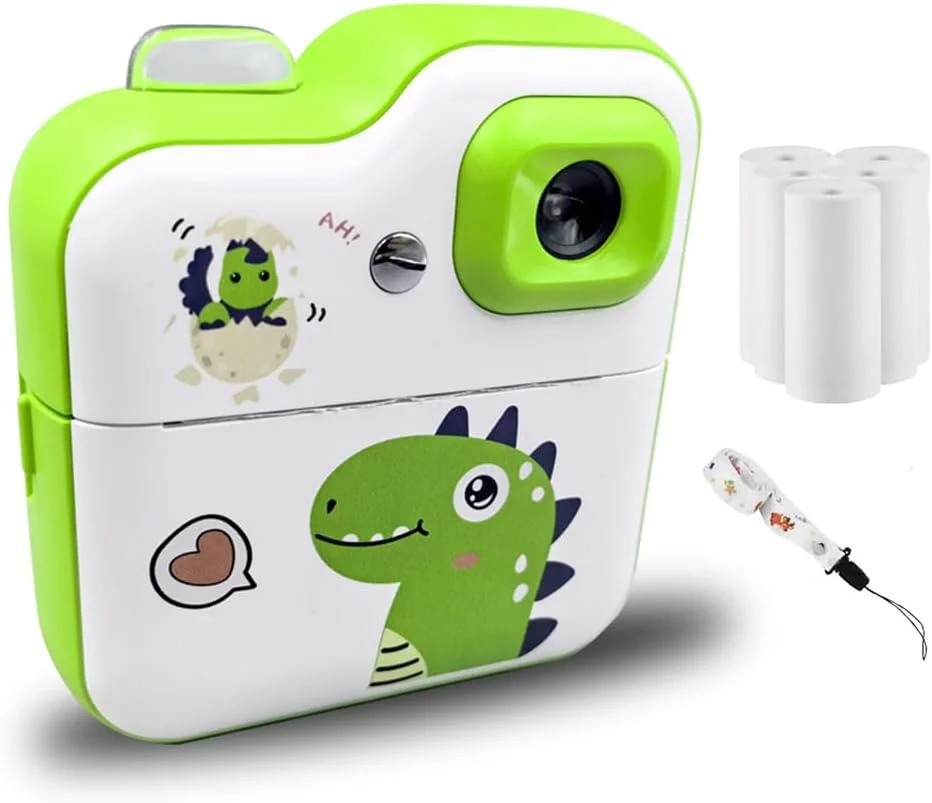 دوربین چاپ فوری حرارتی کودک پپیسکی، صفحه نمایش 2.4 اینچی، دوربین دیجیتال با قابلیت تایمر، فیلمبرداری 1080P، چاپ حرارتی بدون جوهر به همراه 3 رول کاغذ چاپ سفید + کارت حافظه 32 گیگابایتی + کارت خوان