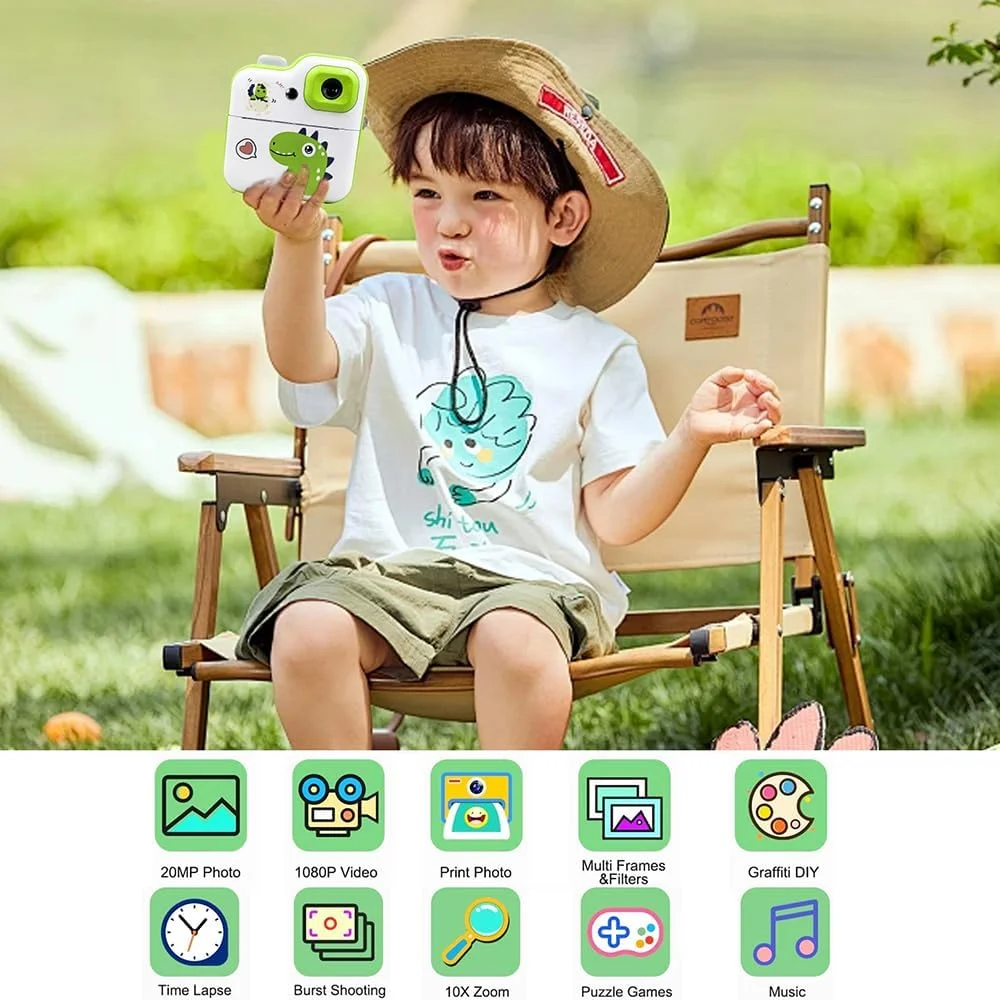 دوربین چاپ فوری حرارتی کودک پپیسکی، صفحه نمایش 2.4 اینچی، دوربین دیجیتال با قابلیت تایمر، فیلمبرداری 1080P، چاپ حرارتی بدون جوهر به همراه 3 رول کاغذ چاپ سفید + کارت حافظه 32 گیگابایتی + کارت خوان دوربین چاپ فوری حرارتی کودک پپیسکی، صفحه نمایش 2.4 اینچی، دوربین دیجیتال با قابلیت تایمر، فیلمبرداری 1080P، چاپ حرارتی بدون جوهر به همراه 3 رول کاغذ چاپ سفید + کارت حافظه 32 گیگابایتی + کارت خوان