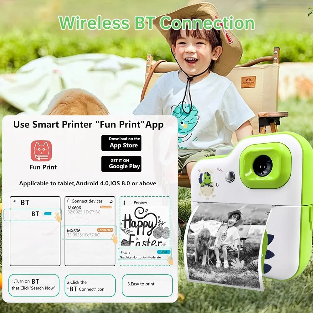 دوربین چاپ فوری حرارتی کودک پپیسکی، صفحه نمایش 2.4 اینچی، دوربین دیجیتال با قابلیت تایمر، فیلمبرداری 1080P، چاپ حرارتی بدون جوهر به همراه 3 رول کاغذ چاپ سفید + کارت حافظه 32 گیگابایتی + کارت خوان دوربین چاپ فوری حرارتی کودک پپیسکی، صفحه نمایش 2.4 اینچی، دوربین دیجیتال با قابلیت تایمر، فیلمبرداری 1080P، چاپ حرارتی بدون جوهر به همراه 3 رول کاغذ چاپ سفید + کارت حافظه 32 گیگابایتی + کارت خوان