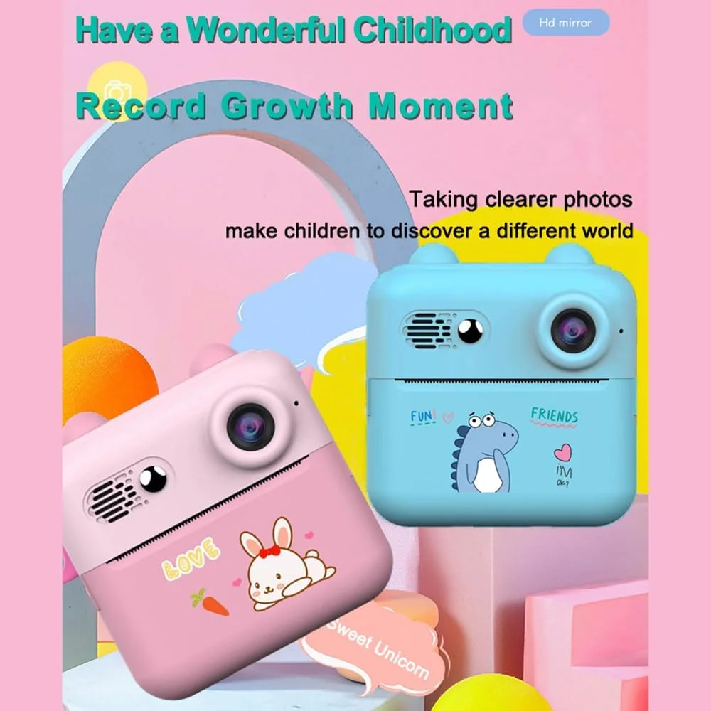 دوربین چاپ فوری 1080P Pepisky، پرینتر عکس مینی قابل حمل برای کودکان با دوربین 1200W، صفحه نمایش 2.4 اینچی با 1 رول کاغذ چاپ مناسب برای یادداشت های روزانه، یادداشت، هدیه تولد، مسافرت