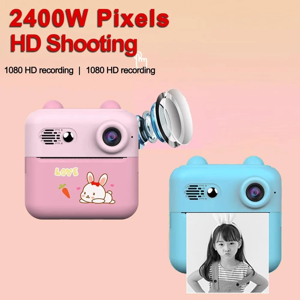 دوربین چاپ فوری 1080P Pepisky، پرینتر عکس مینی قابل حمل برای کودکان با دوربین 1200W، صفحه نمایش 2.4 اینچی با 1 رول کاغذ چاپ مناسب برای یادداشت های روزانه، یادداشت، هدیه تولد، مسافرت