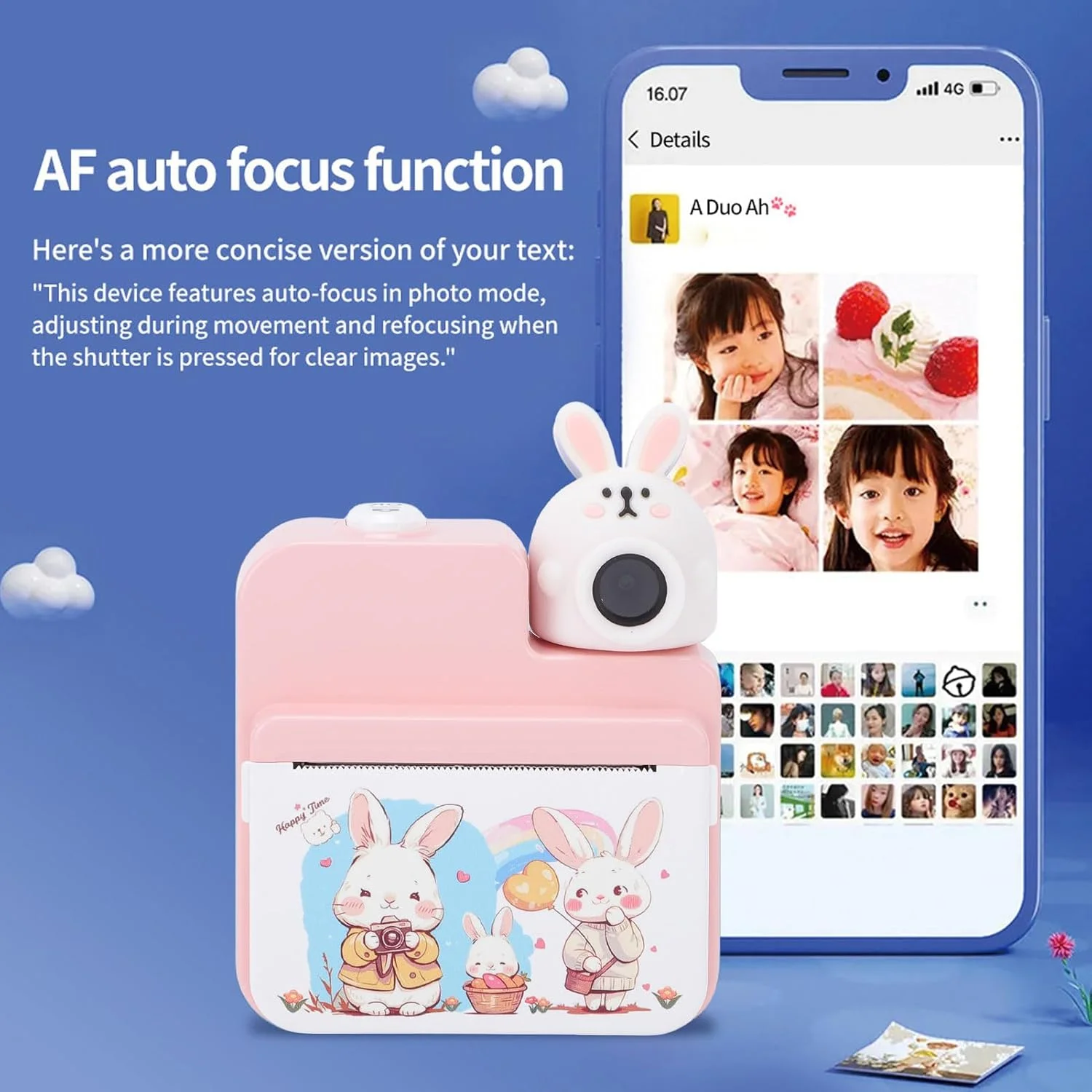 دوربین دیجیتال چاپ فوری کودکان POENVFPO، دوربین 32 مگاپیکسلی با کیفیت بالا 1080P برای عکس های فوری، ضبط ویدئو و چاپ دیجیتال