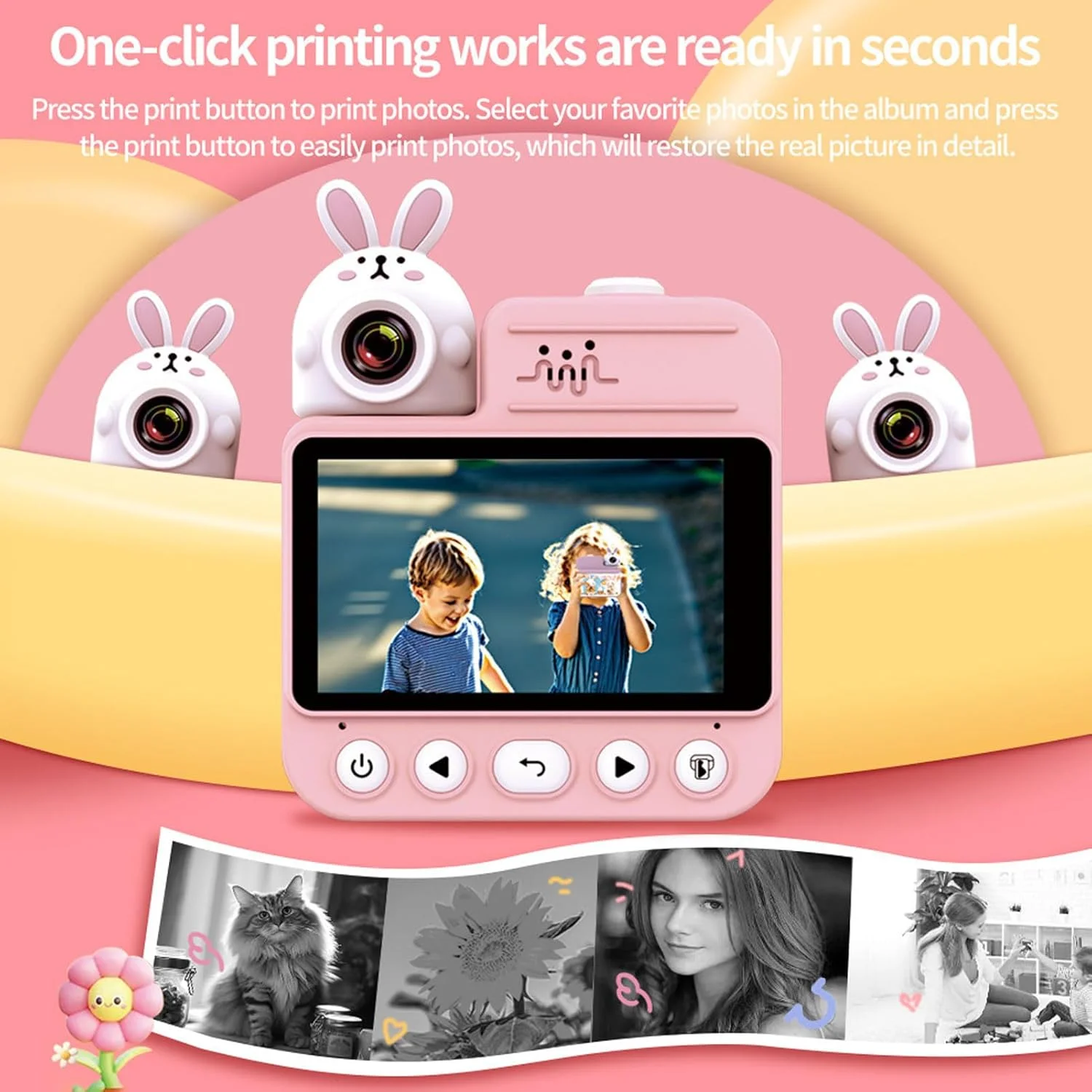 دوربین دیجیتال چاپ فوری کودکان POENVFPO، دوربین 32 مگاپیکسلی با کیفیت بالا 1080P برای عکس های فوری، ضبط ویدئو و چاپ دیجیتال