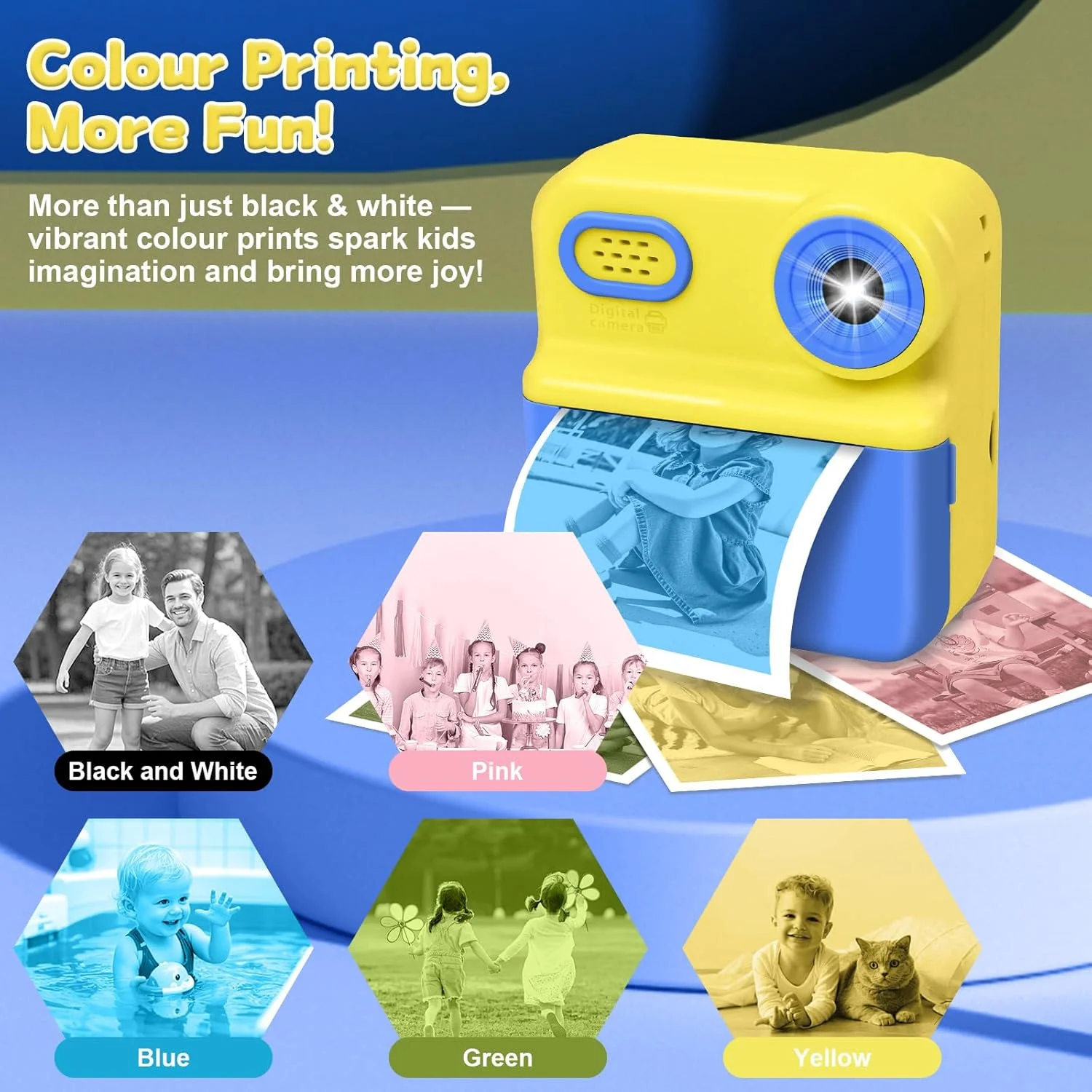 دوربین چاپ فوری رنگی برای کودکان با قابلیت سلفی، دوربین HD 1080P کودکان به همراه 5 رول کاغذ، کارت حافظه 32 گیگابایتی و قلم های رنگی، هدیه تولد و عید برای دختران و پسران 3 تا 12 سال دوربین چاپ فوری رنگی برای کودکان با قابلیت سلفی، دوربین HD 1080P کودکان به همراه 5 رول کاغذ، کارت حافظه 32 گیگابایتی و قلم های رنگی، هدیه تولد و عید برای دختران و پسران 3 تا 12 سال