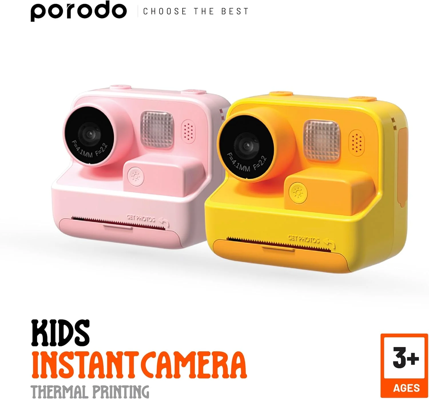 دوربین چاپ فوری حرارتی کودکانه Porodo: عمر باتری تا 4 ساعت، باتری داخلی 800 میلی آمپر ساعت، 4 ساعت زمان کارکرد، رزولوشن 1080P، دارای نور پرکننده داخلی، صفحه نمایش 2.0 اینچی HD، عکس های 48 مگاپیکسلی - صورتی