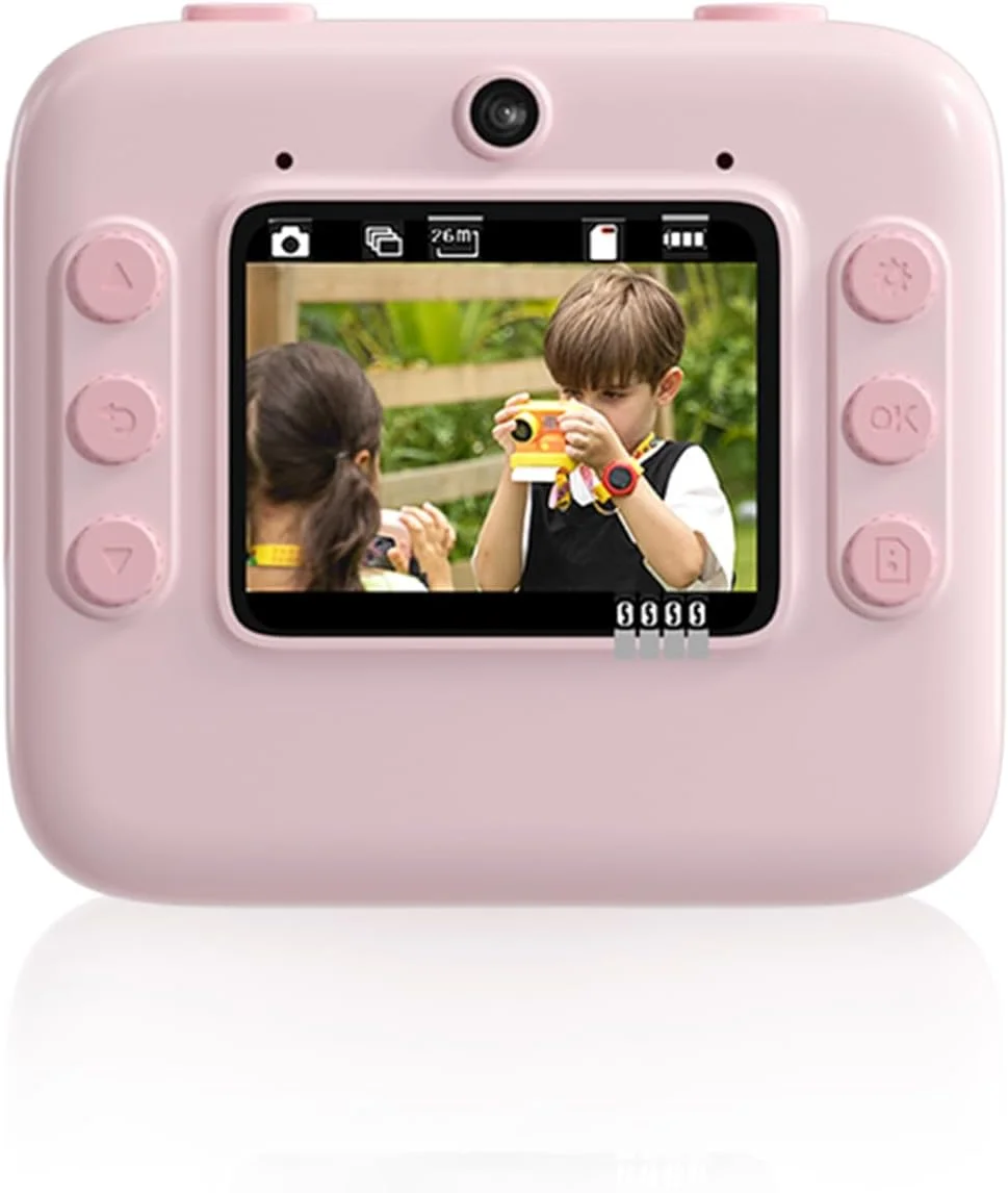 دوربین چاپ فوری حرارتی کودکانه Porodo: عمر باتری تا 4 ساعت، باتری داخلی 800 میلی آمپر ساعت، 4 ساعت زمان کارکرد، رزولوشن 1080P، دارای نور پرکننده داخلی، صفحه نمایش 2.0 اینچی HD، عکس های 48 مگاپیکسلی - صورتی