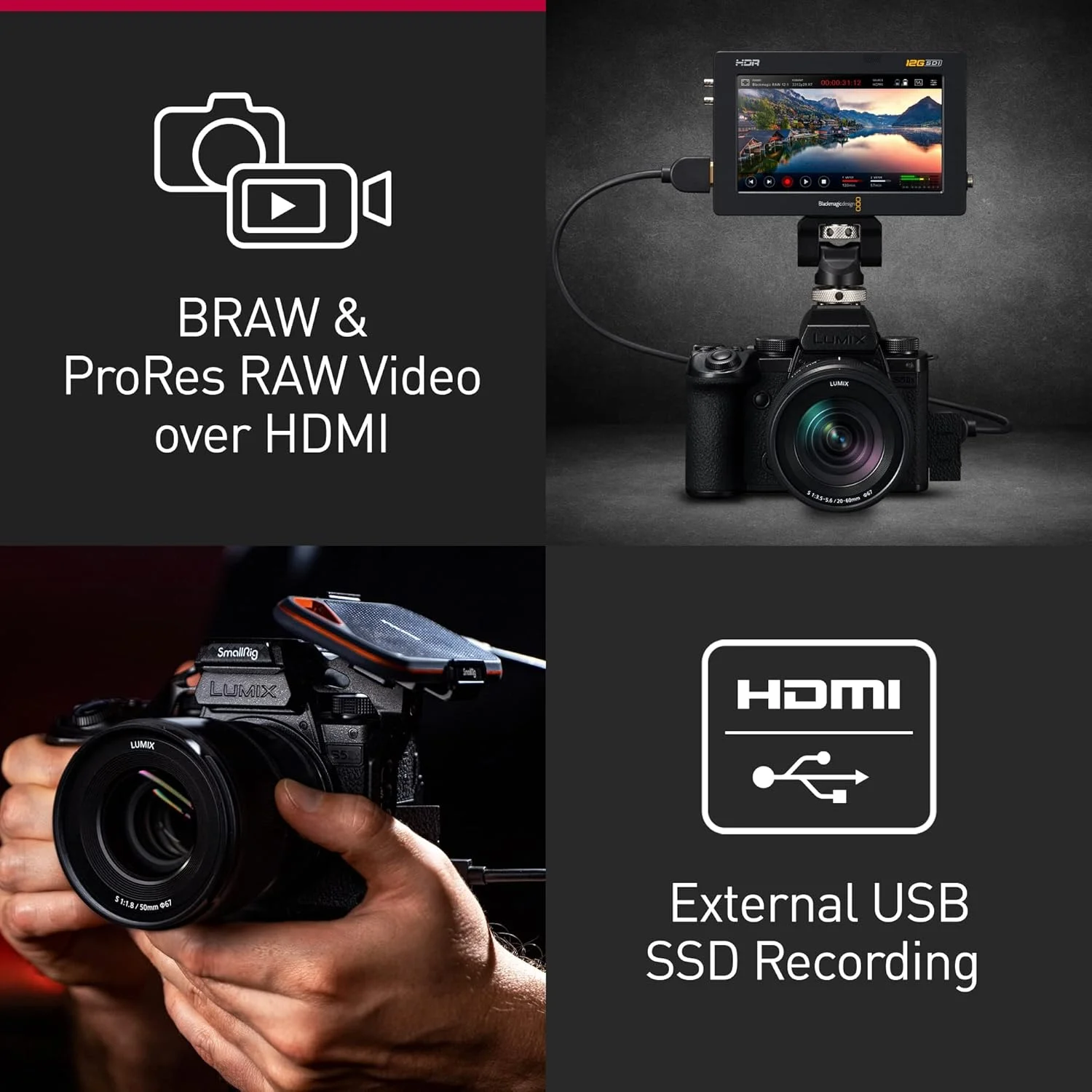 دوربین بدون آینه فول فریم پاناسونیک LUMIX S5IIX، ضبط نامحدود 6K/4K 10 بیتی، فوکوس خودکار هیبریدی فازی، Apple ProRes RAW & BRAW از طریق HDMI، ضبط USB-SSD، لرزشگیر دوگانه 5 محوره - فقط بدنه