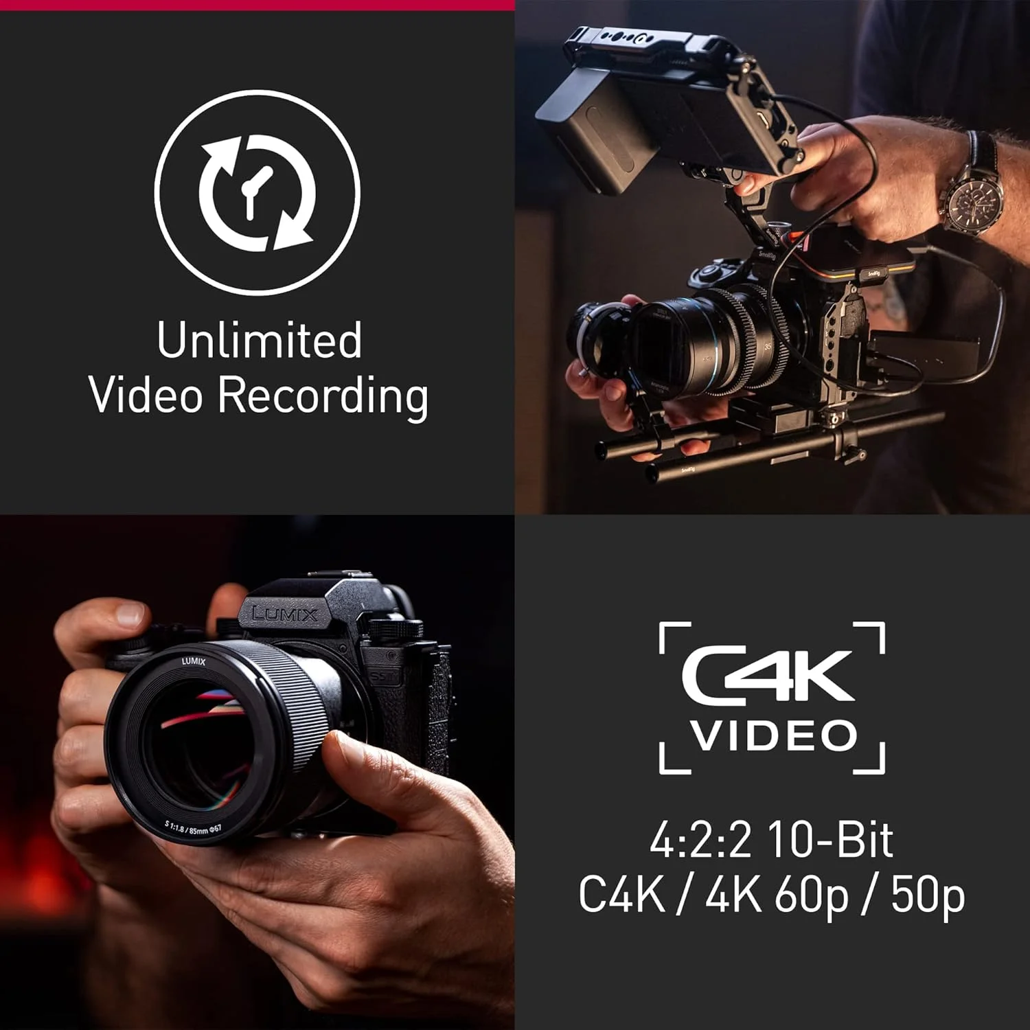 دوربین بدون آینه فول فریم پاناسونیک LUMIX S5IIX، ضبط نامحدود 6K/4K 10 بیتی، فوکوس خودکار هیبریدی فازی، Apple ProRes RAW & BRAW از طریق HDMI، ضبط USB-SSD، لرزشگیر دوگانه 5 محوره - فقط بدنه