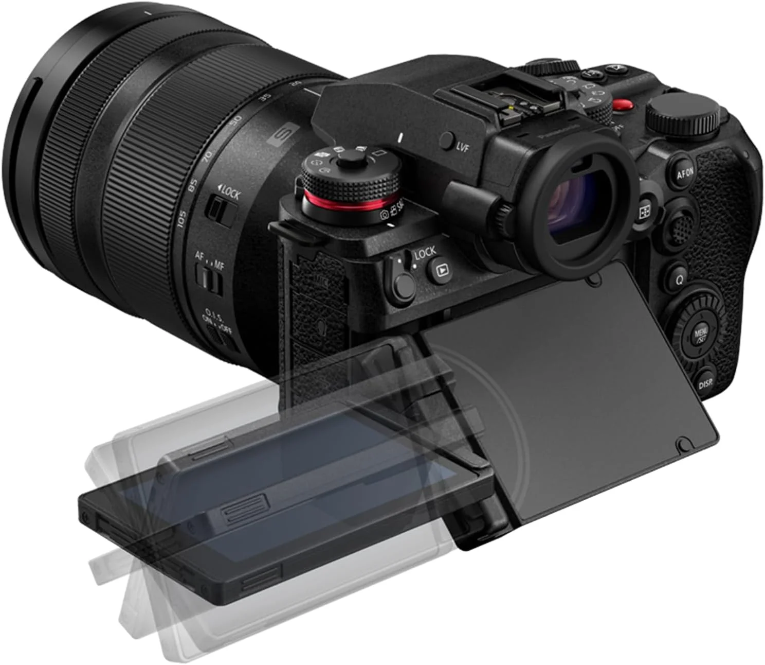 دوربین بدون آینه فول فریم پاناسونیک LUMIX S1IIE، 24 مگاپیکسل، Cs4K 60p فول فریم، ویدیو 6K 30p Open Gate، Active I.S.، ضبط 10 بیتی 4:2:2، L-Mount، DC-S1M2ESME، لنز 24-105mm F4