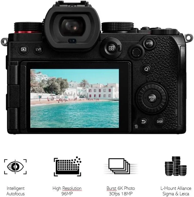 دوربین بدون آینه فول فریم پاناسونیک LUMIX DC-S5 S5، ضبط ویدئو 4K 60P با صفحه نمایش چرخان و Wi-Fi، لرزشگیر 5 محوره دوگانه، (مشکی)، به همراه بسته باتری اضافی