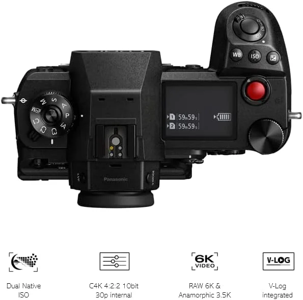 دوربین بدون آینه فول فریم پاناسونیک مدل DC-S1HE-K S1H، مشکی، پاناسونیک LUMIX S1H (فقط بدنه)، سایز کامل