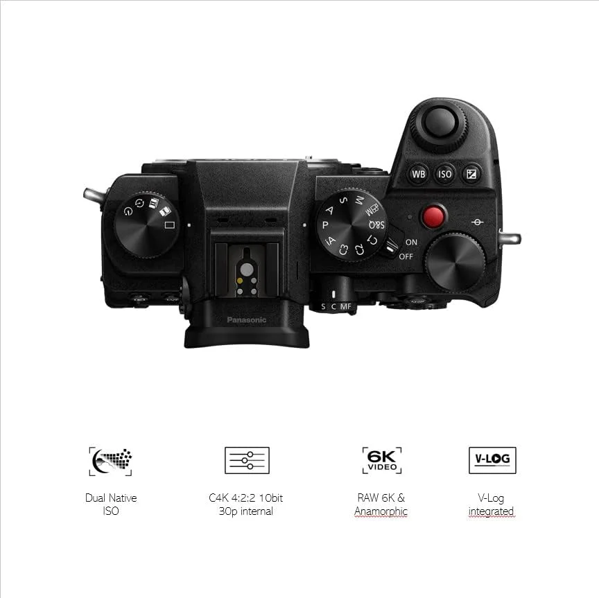 دوربین بدون آینه فول فریم پاناسونیک LUMIX DC-S5 S5، ضبط ویدئو 4K 60P با صفحه نمایش چرخان و Wi-Fi، لرزشگیر 5 محوره دوگانه، (مشکی)، به همراه بسته باتری اضافی