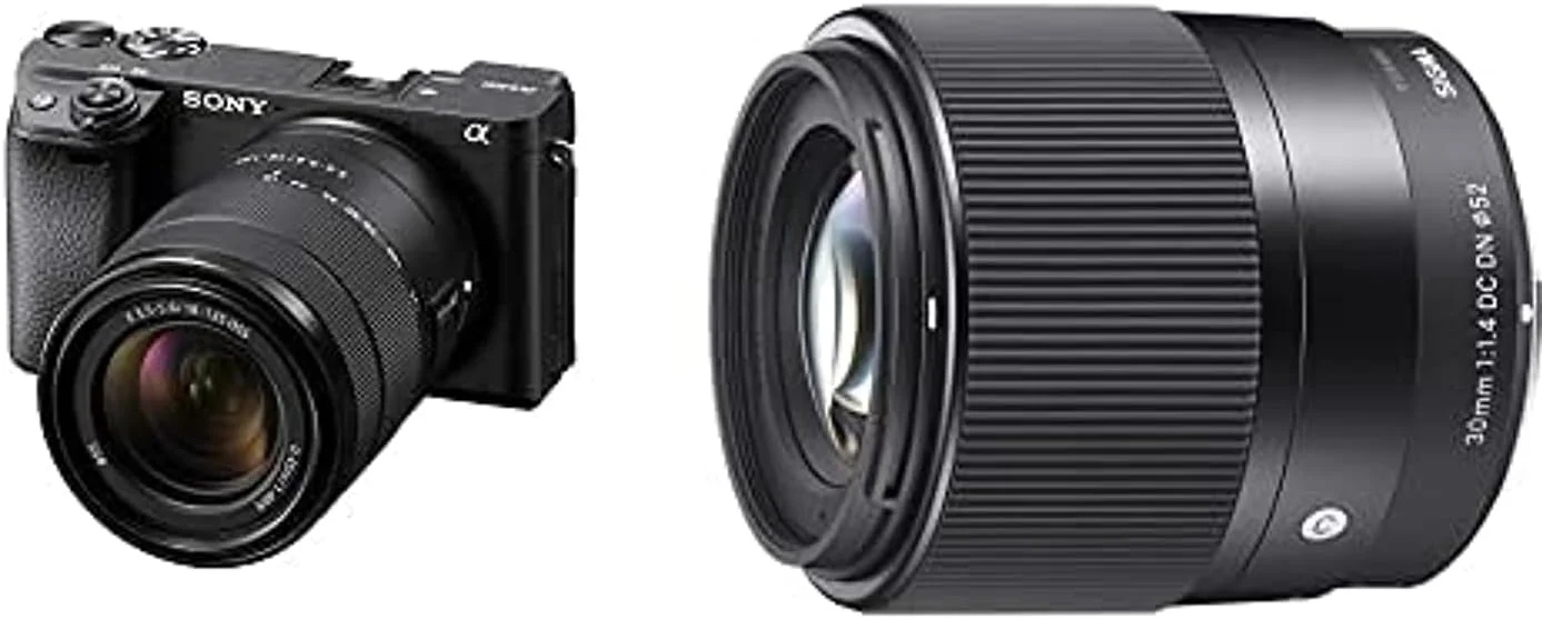 دوربین بدون آینه سونی آلفا A6400 به همراه لنز 18-135 میلی‌متری و لنز سیگما 30 میلی‌متری F1.4 Contemporary DC DN برای سونی E