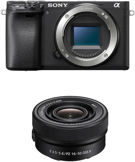 دوربین بدون آینه سونی α6400 با لنز زوم 16-50 میلی‌متری (حسگر APS-C، فوکوس خودکار سریع، ردیابی چشم و ردیابی بلادرنگ، فیلمبرداری 4K HDR)